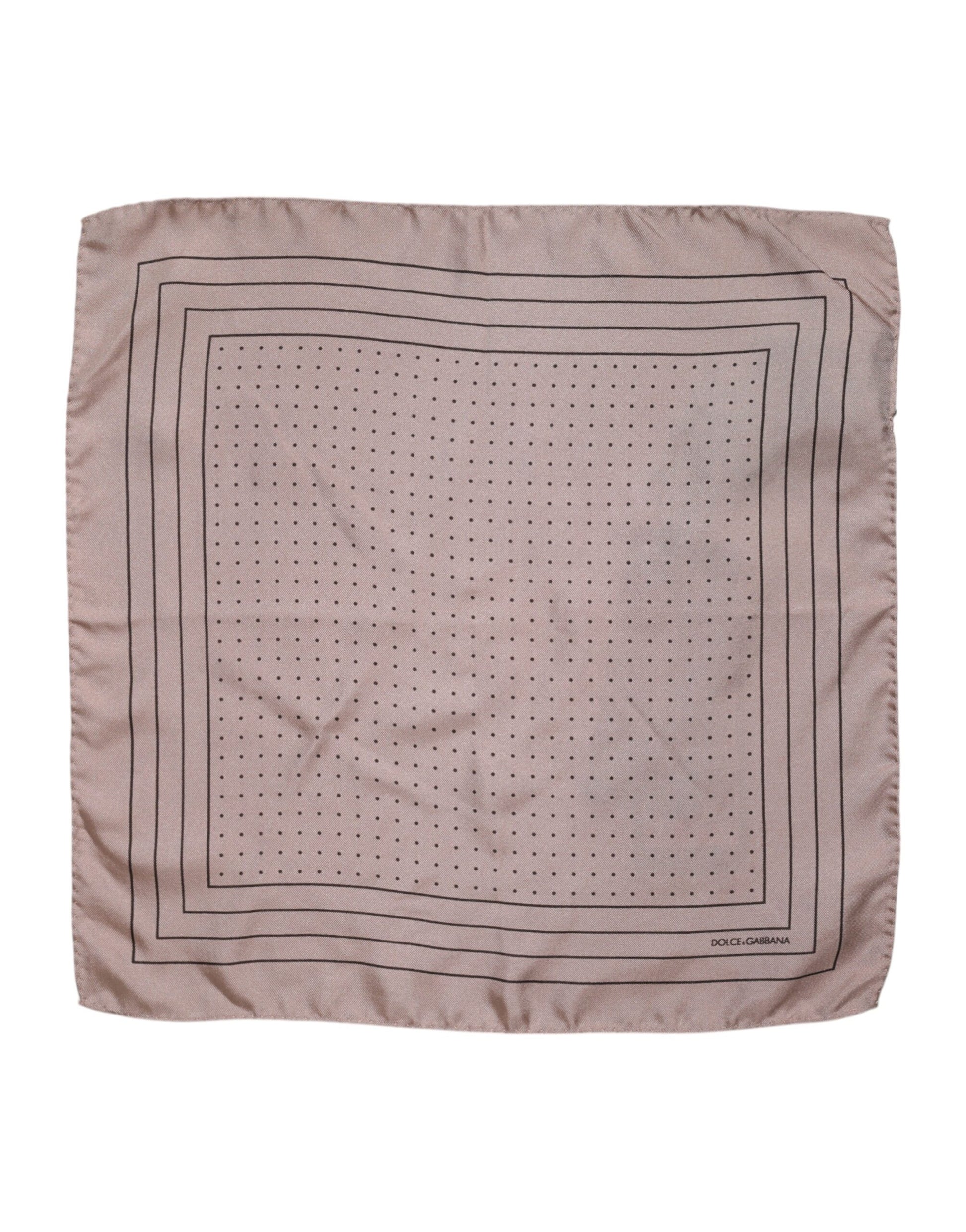 Dolce & Gabbana Beige Dotted Silk Square Men Foulard Scarf