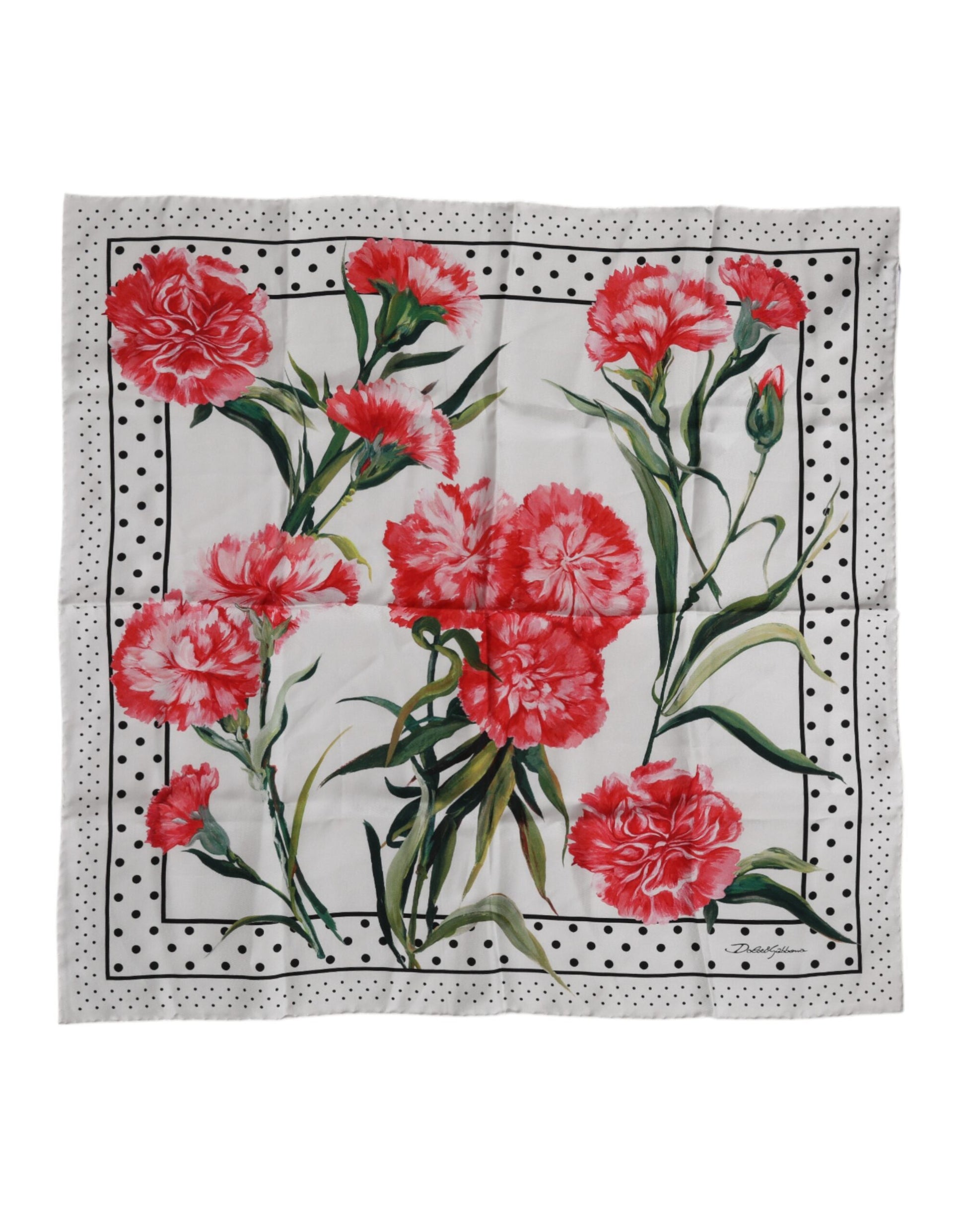 Quadratischer Foulard aus Seide mit Blumenmuster in Weiß