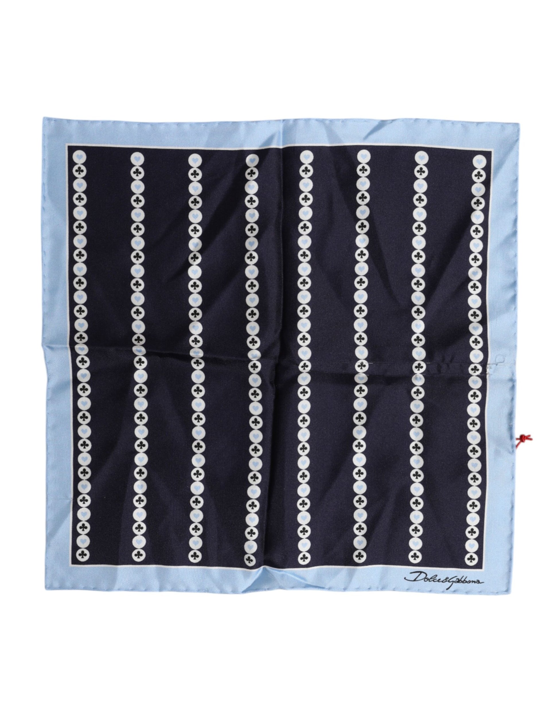 Blau bedruckter quadratischer Foulard aus Seide für Herren