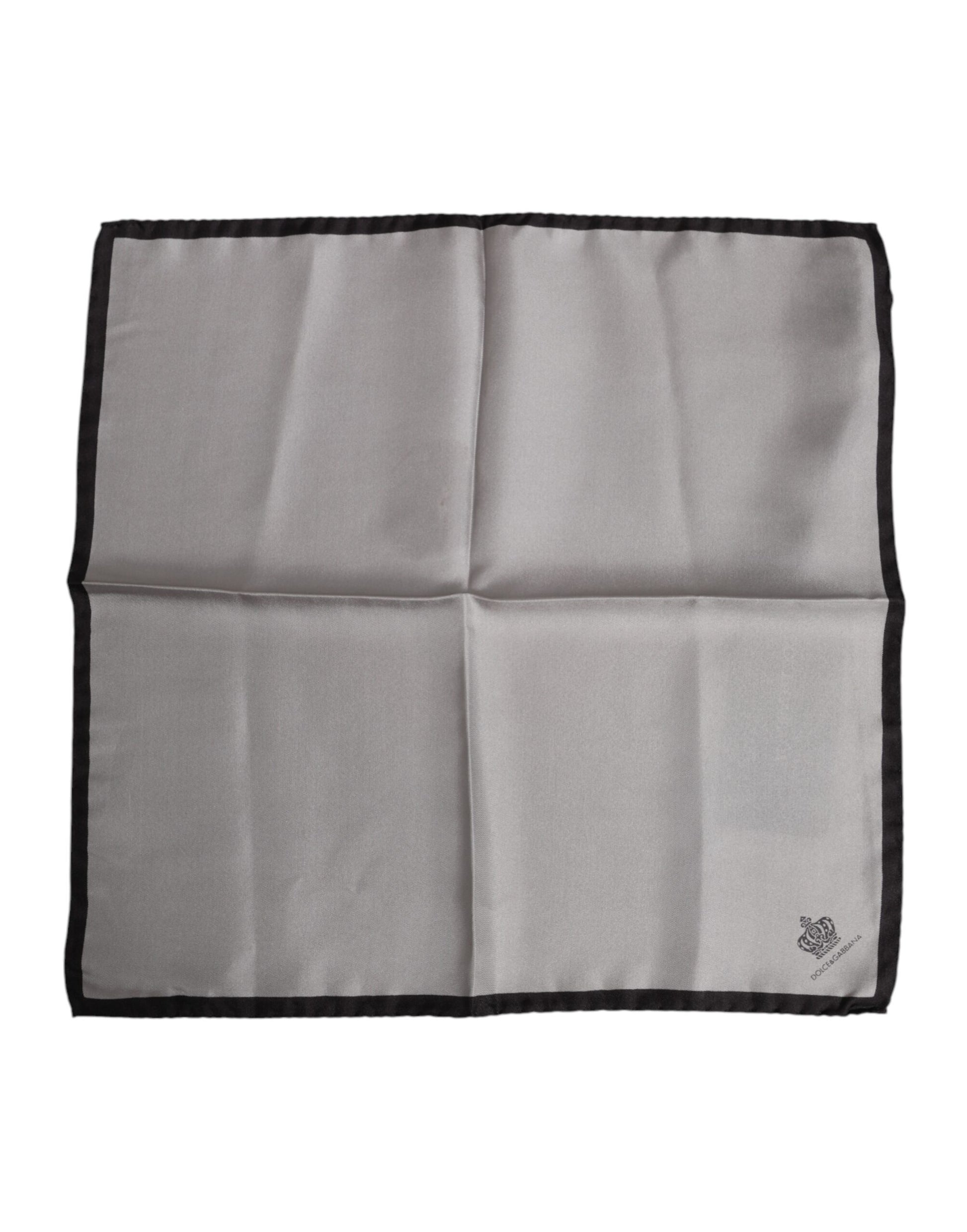 Grauer quadratischer Foulard-Schal aus Seide von DG Crown für Herren