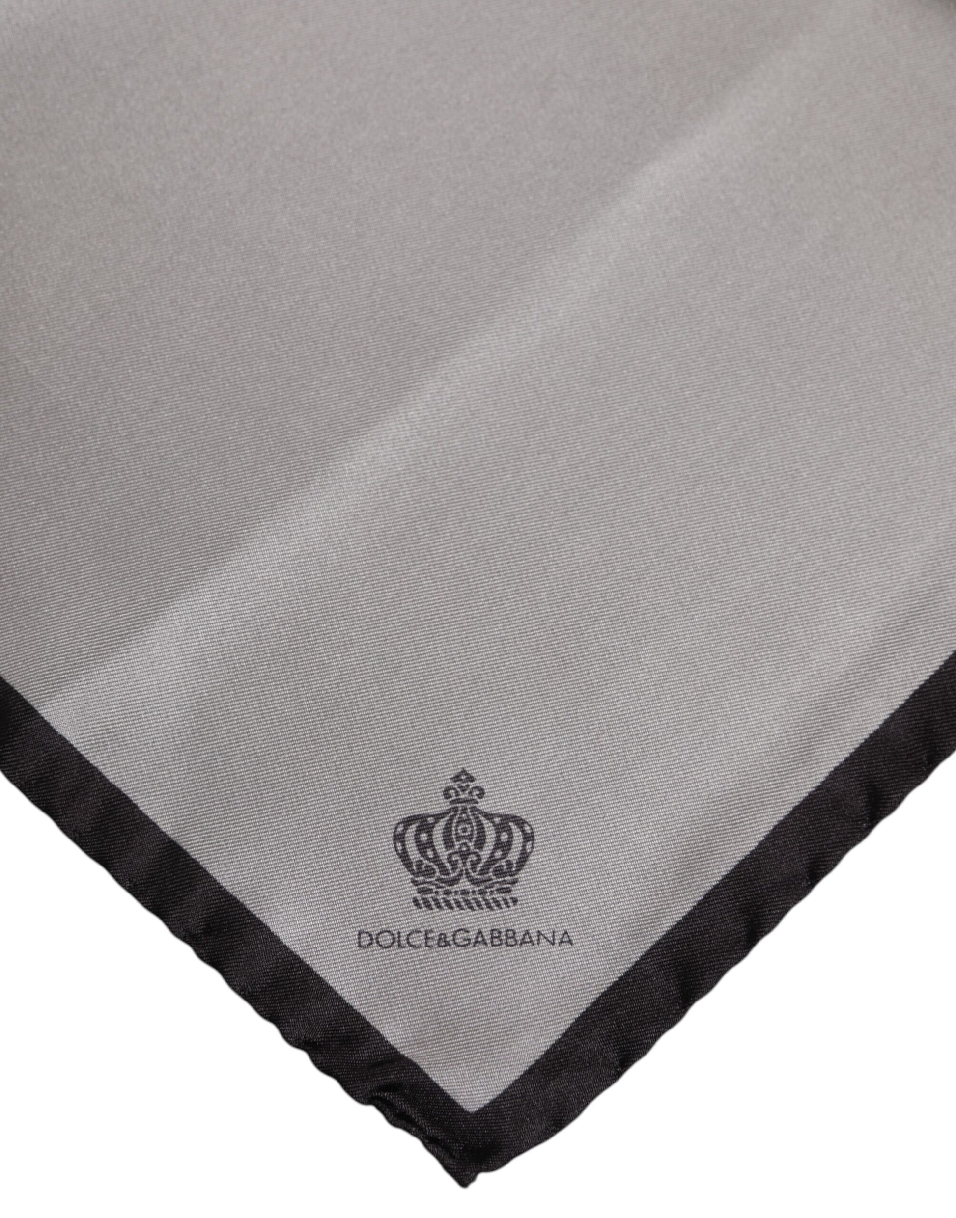 Dolce & Gabbana Gray DG Crown Silk Square Men Foulard Scarf