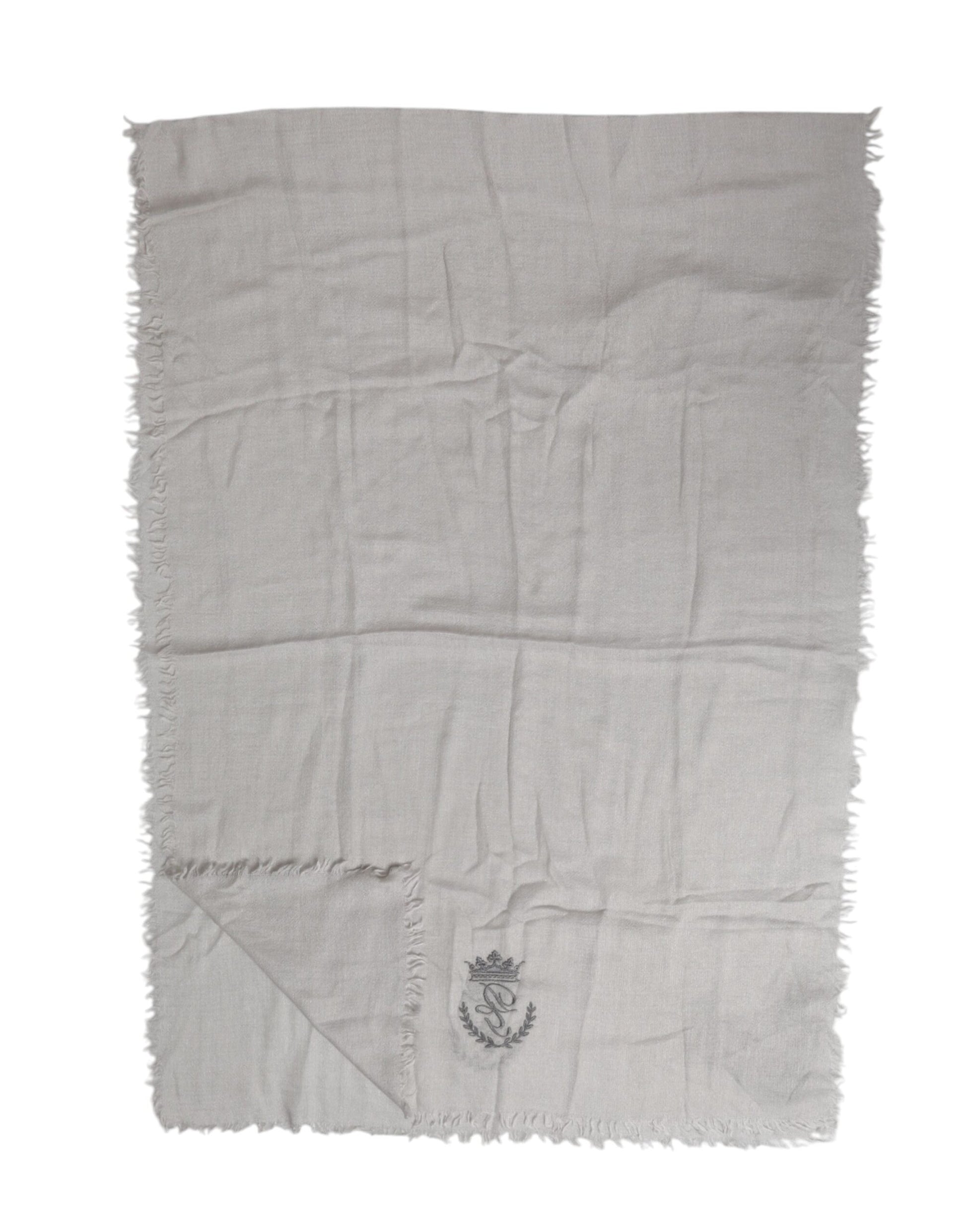 Dolce & Gabbana Gray DG Crown Neck Warmer Wrap Shawl Scarf