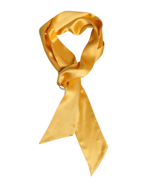 Gelber schmaler Foulard-Wickelschal aus Satinseide