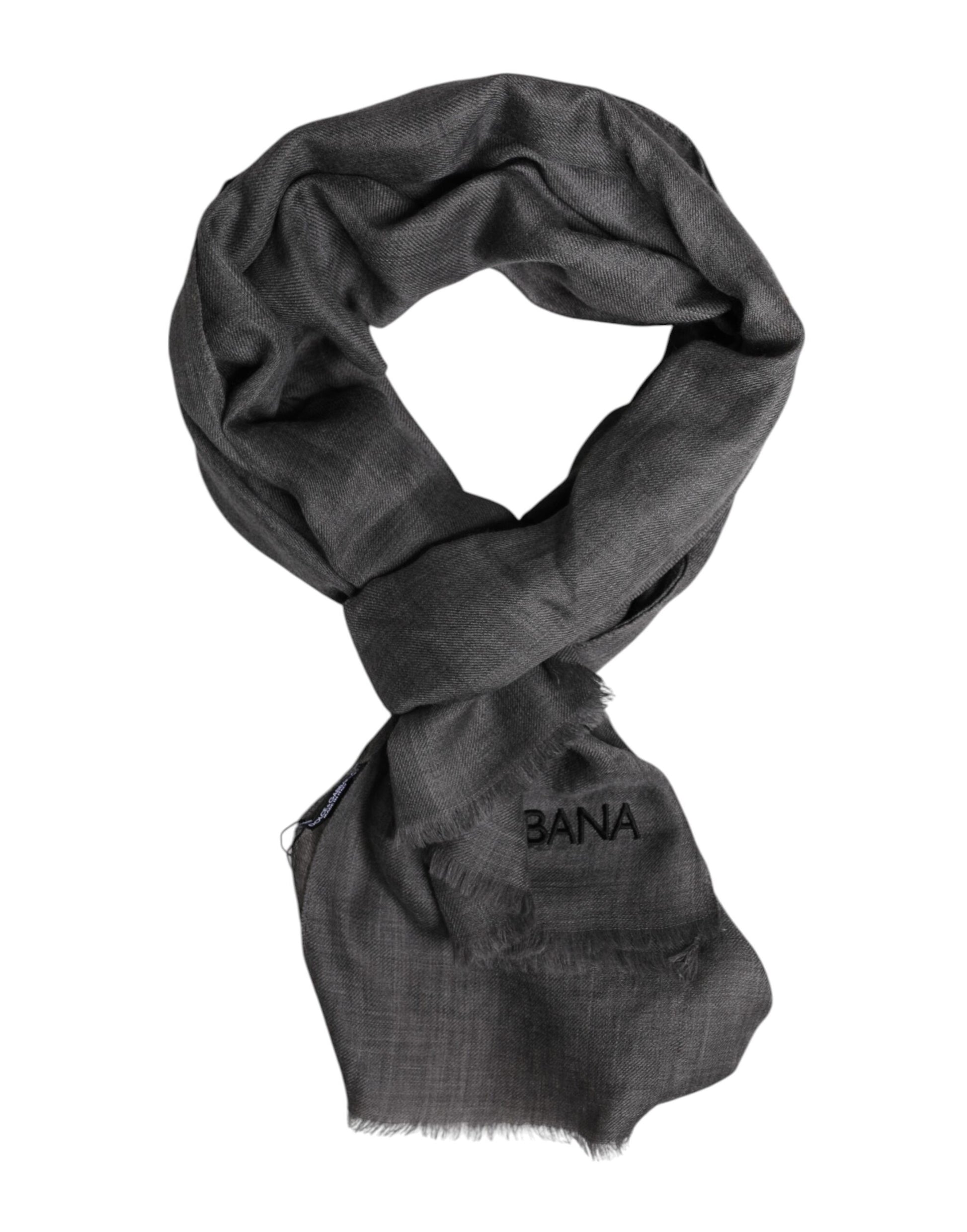 Grauer Halswärmer-Wickelschal mit Logo-Print