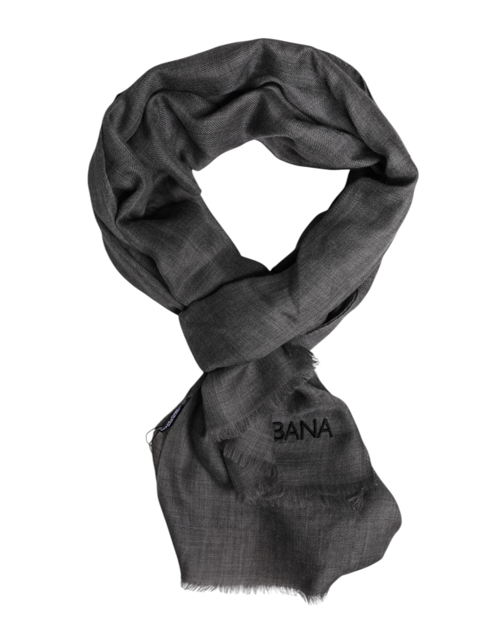 Grauer Halswärmer-Wickelschal mit Logo-Print