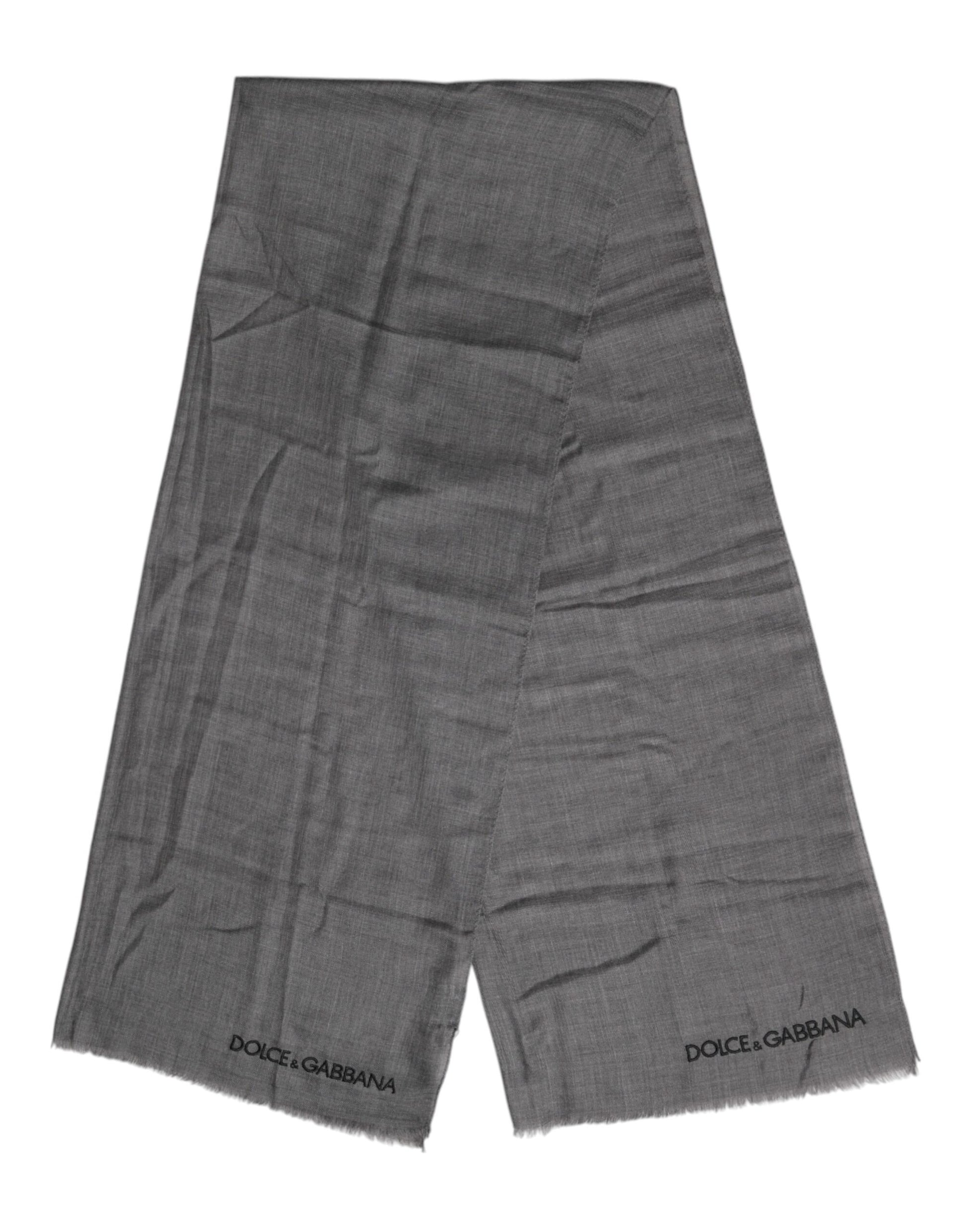 Grauer Halswärmer-Wickelschal mit Logo-Print
