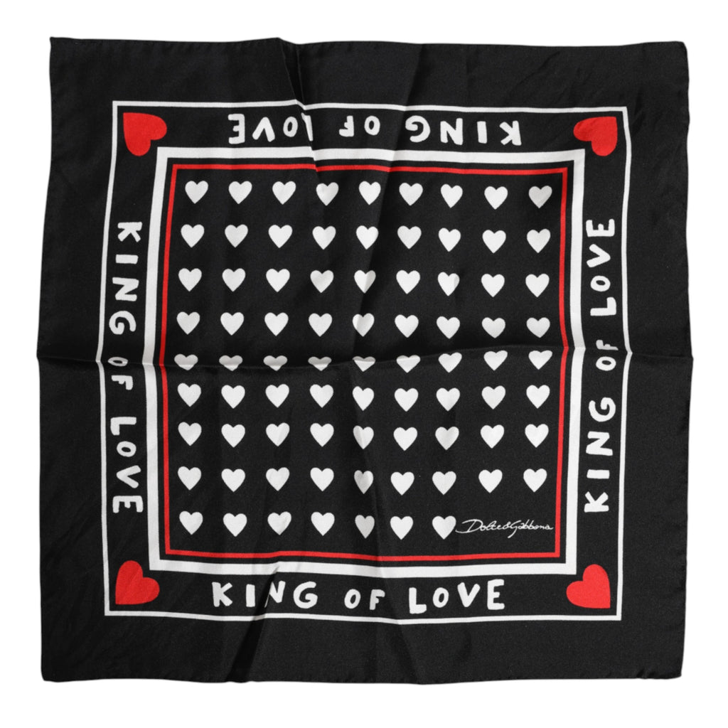 Black Printed Silk Square Men Foulard Scarf
