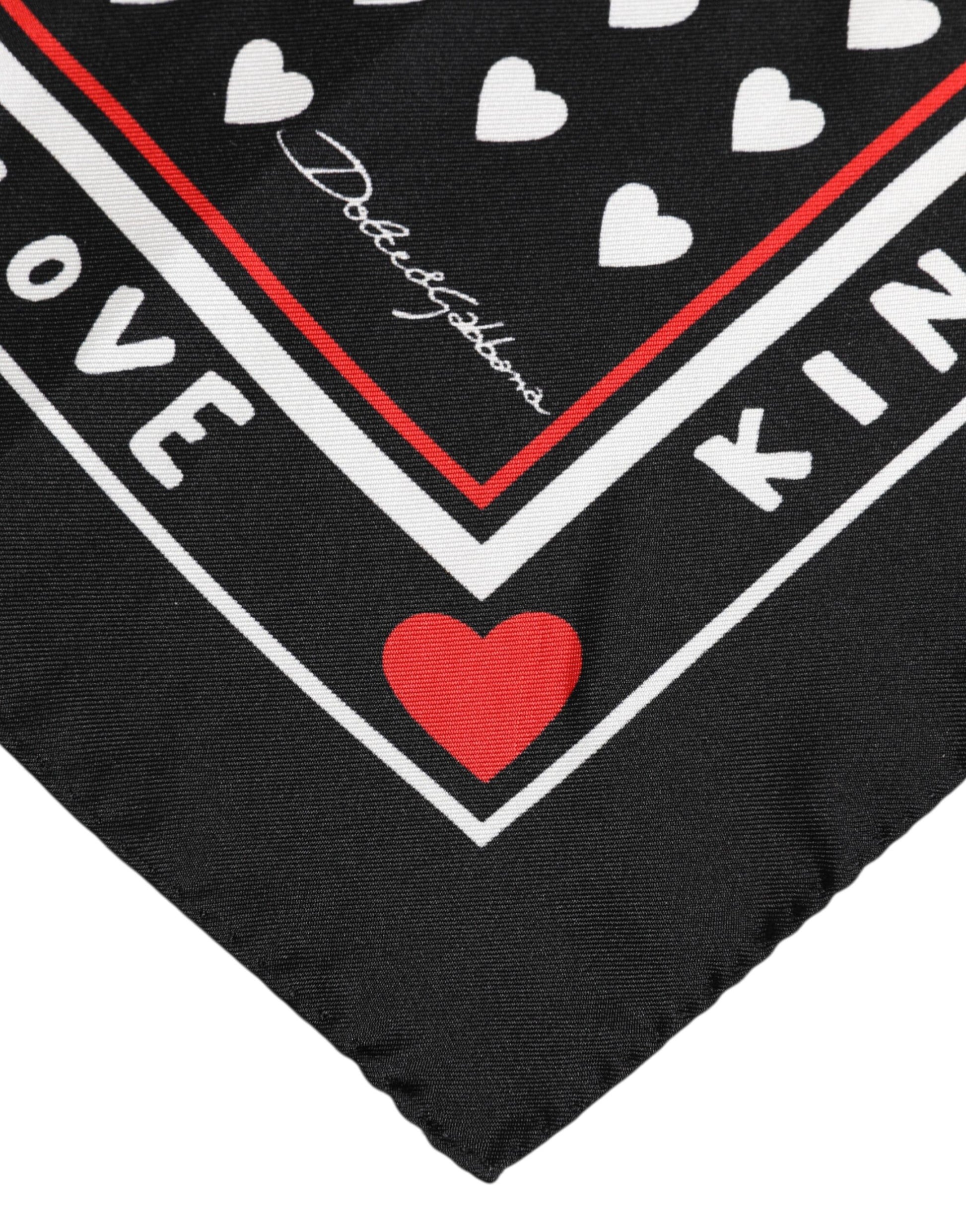 Schwarzer bedruckter quadratischer Foulard aus Seide für Herren