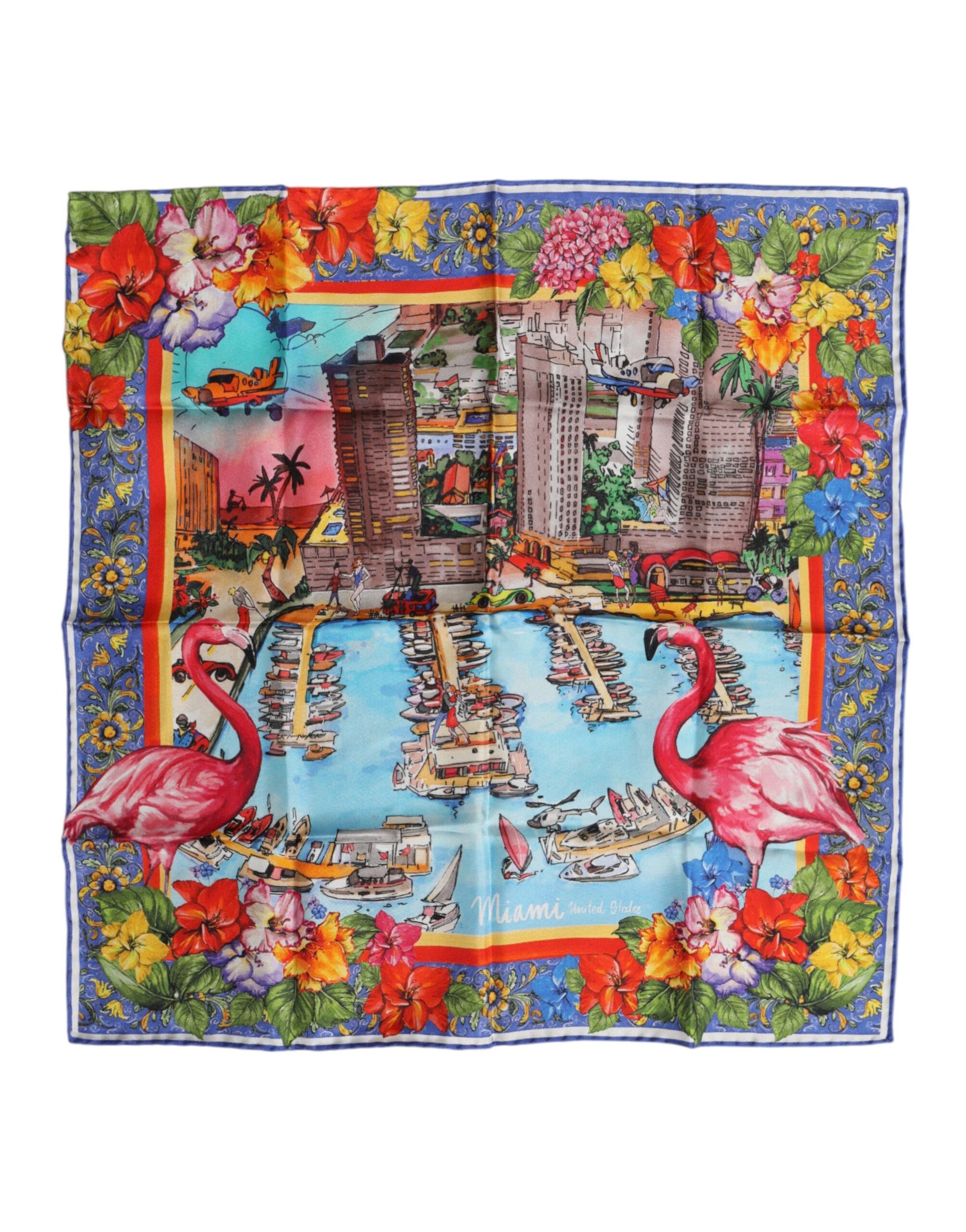 Quadratischer Foulard-Schal mit mehrfarbigem Grafikdruck