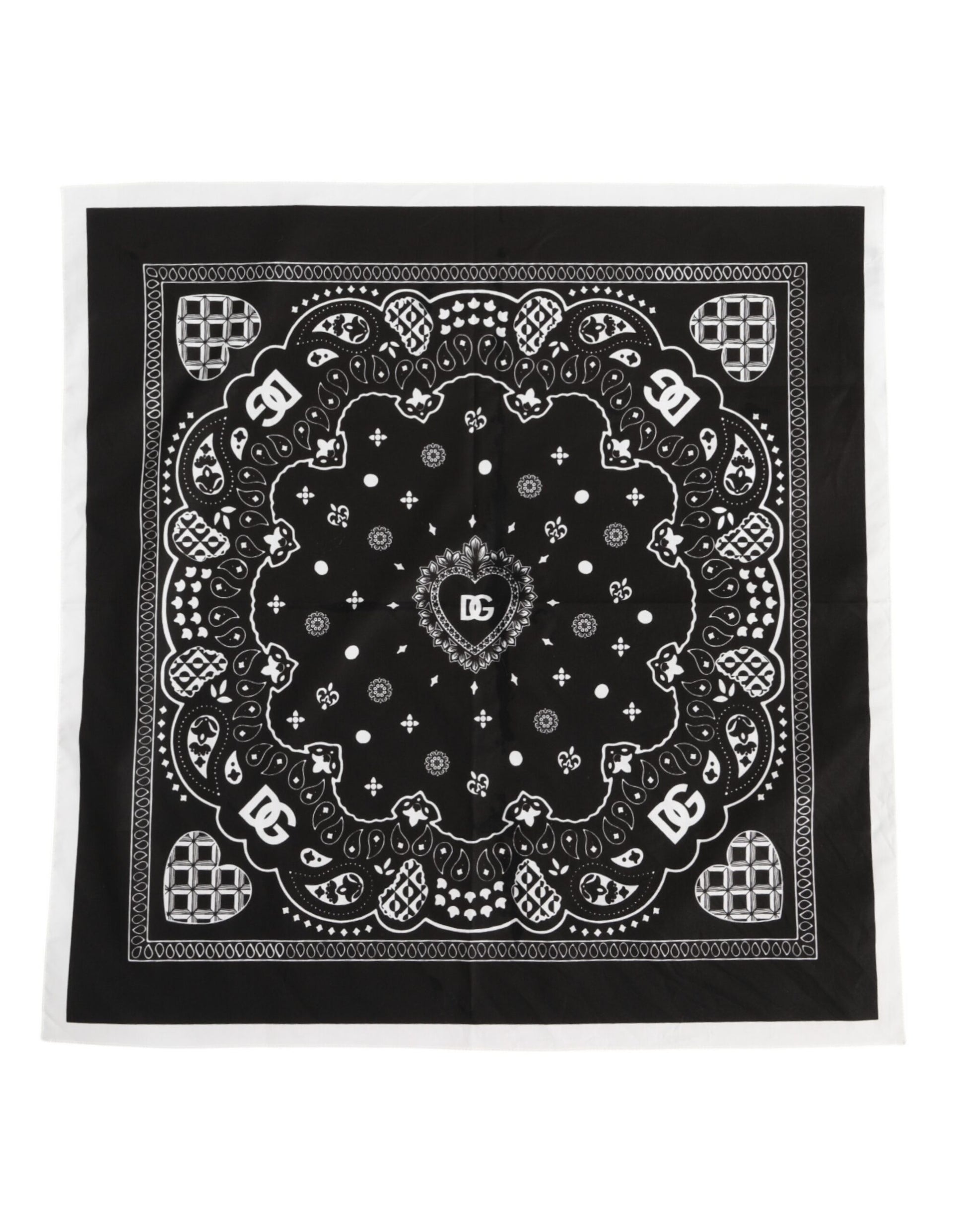 Schwarz Weiß Bandana Square Herren Foulard Schal