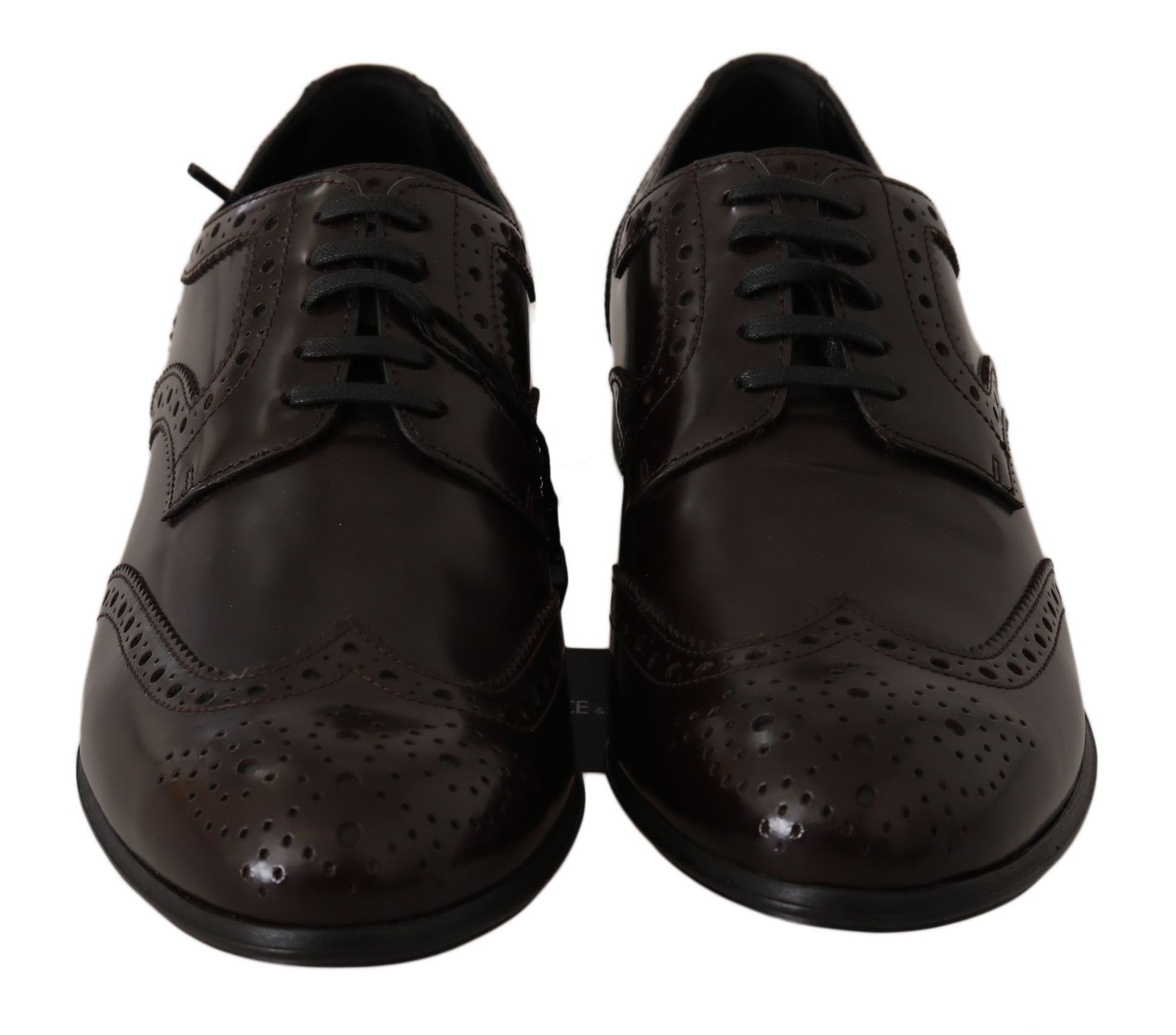 Braune Broques Oxford Wingtip-Schuhe aus Leder