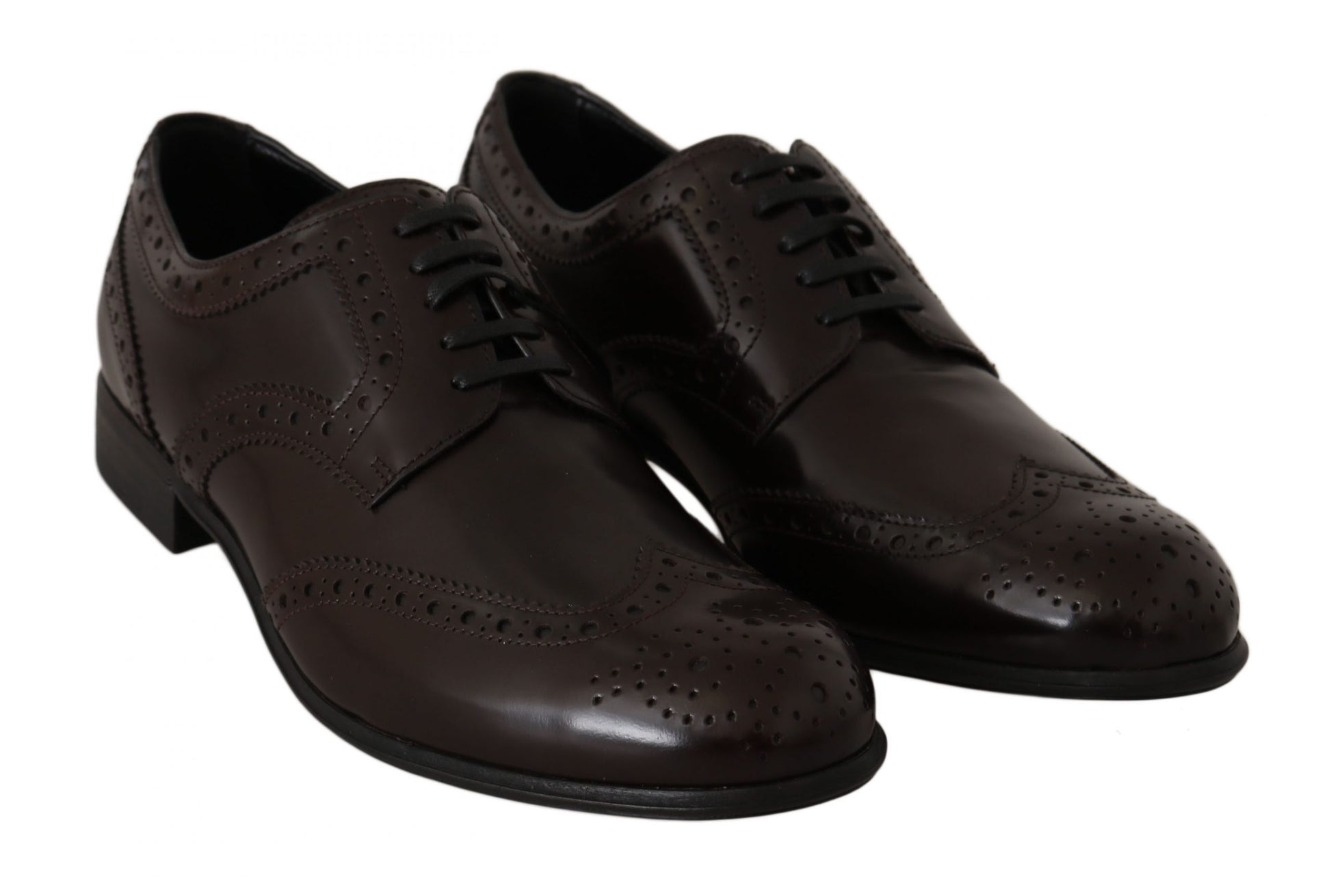 Braune Broques Oxford Wingtip-Schuhe aus Leder