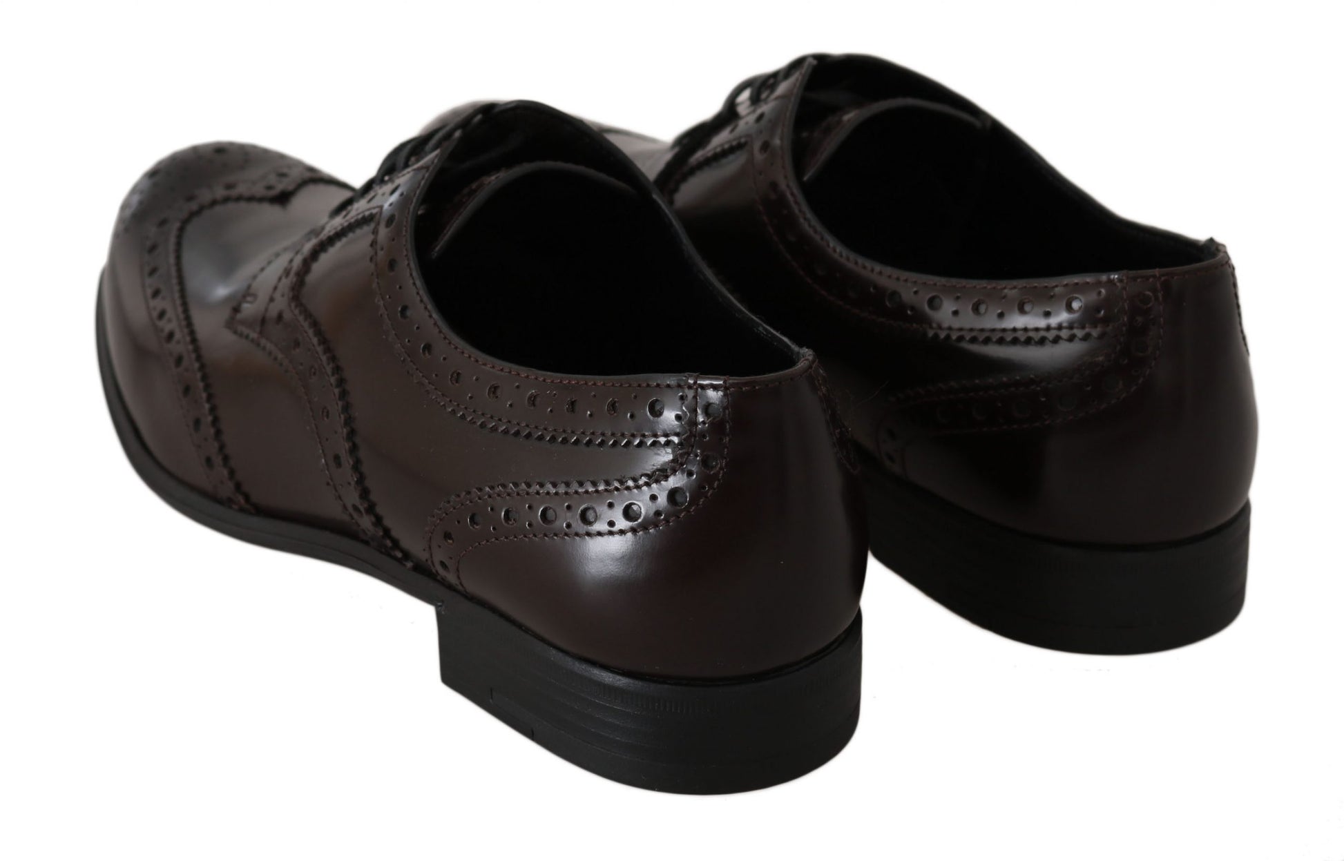 Braune Broques Oxford Wingtip-Schuhe aus Leder