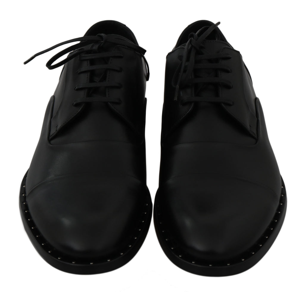 Schwarze Derby-Schuhe aus Leder