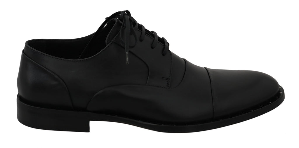 Schwarze Derby-Schuhe aus Leder