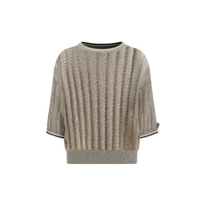 Pullover mit durchbrochenem Strickmuster und Pailletten