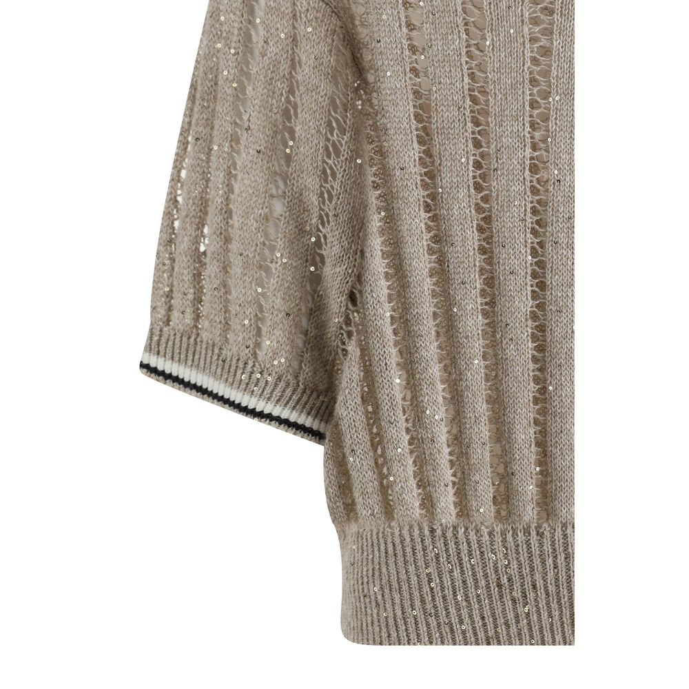 Pullover mit durchbrochenem Strickmuster und Pailletten