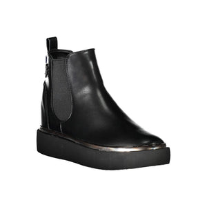 Schwarzer Polyesterstiefel