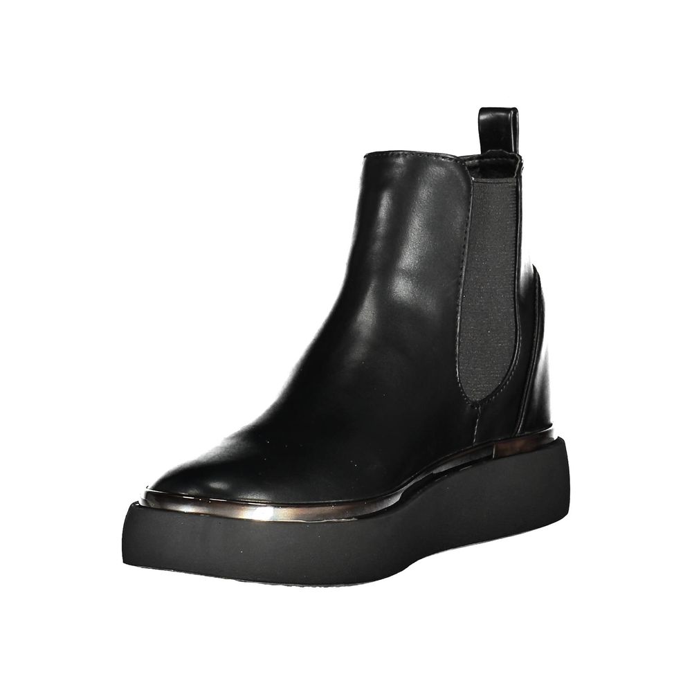 Schwarzer Polyesterstiefel