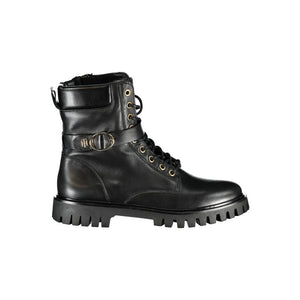 Schwarzer Polyesterstiefel