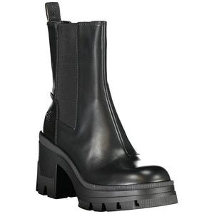 Schwarzer Polyesterstiefel
