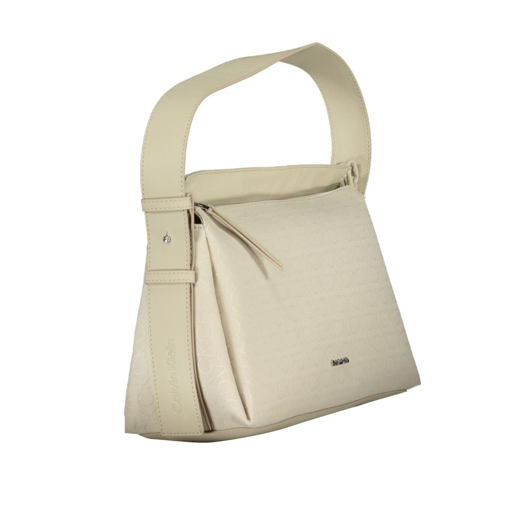 Beige Polyester Handtasche