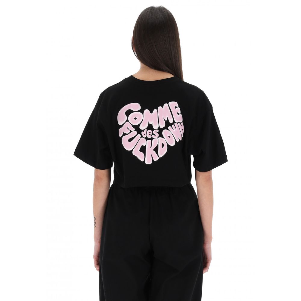 Schwarzes Damen-T-Shirt aus Baumwolle