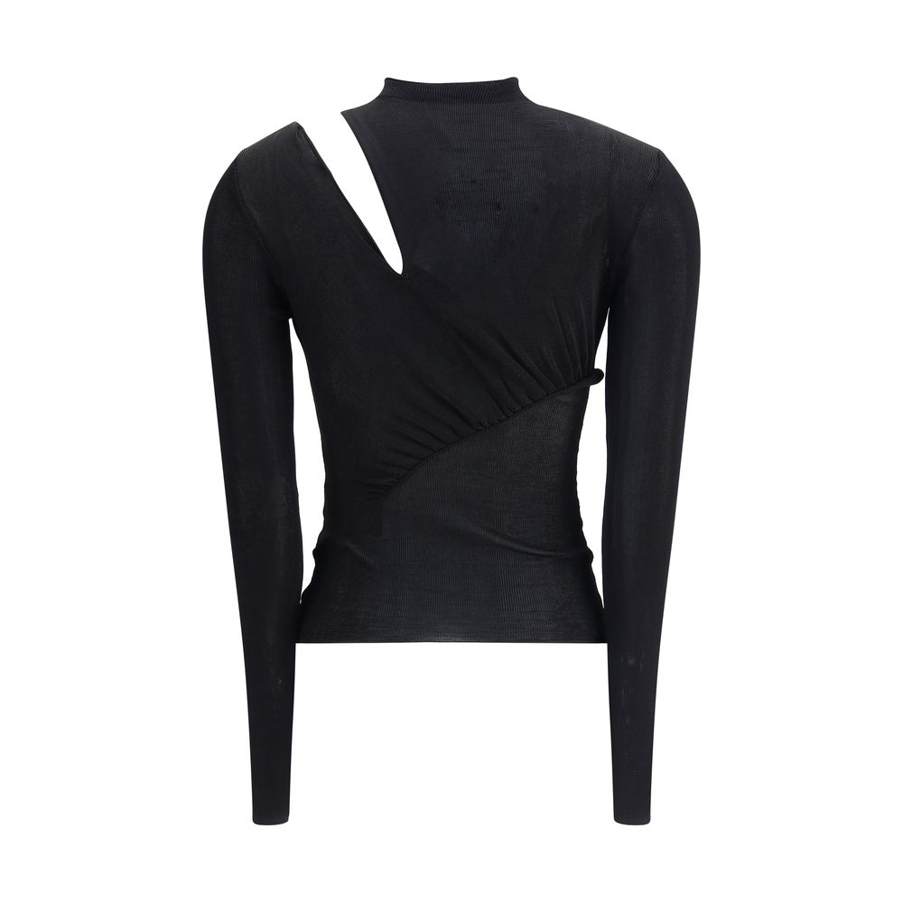 Self-Portrait Black Viscose Top