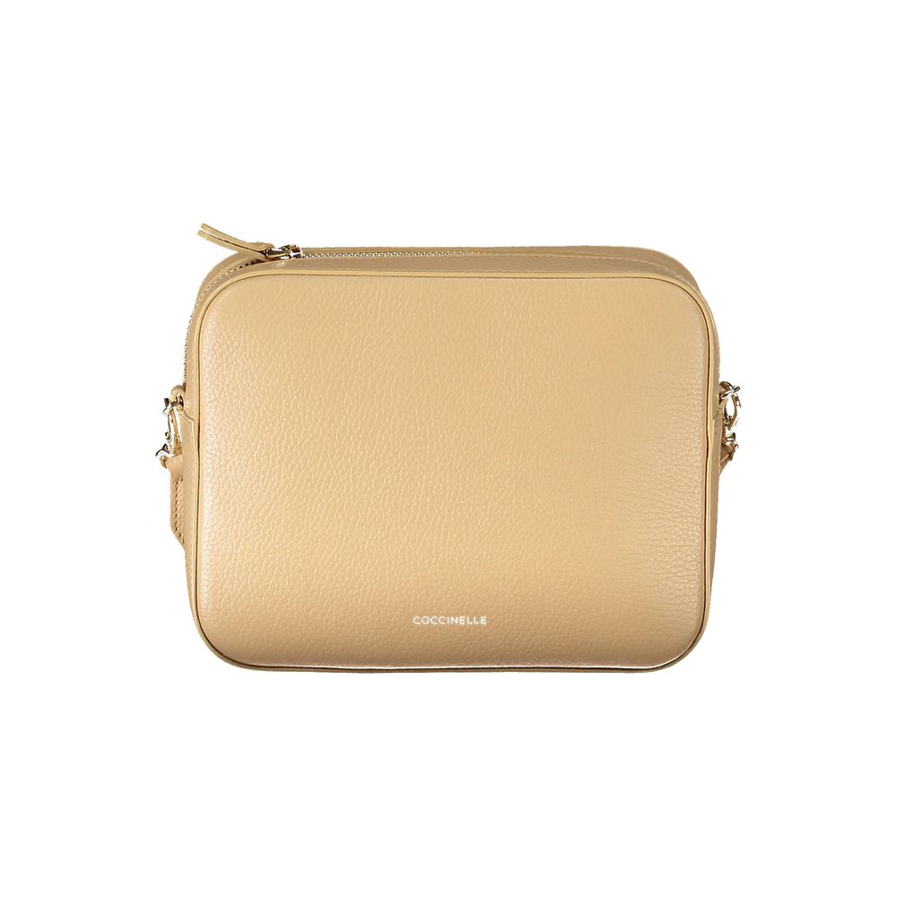 Beige Lederhandtasche