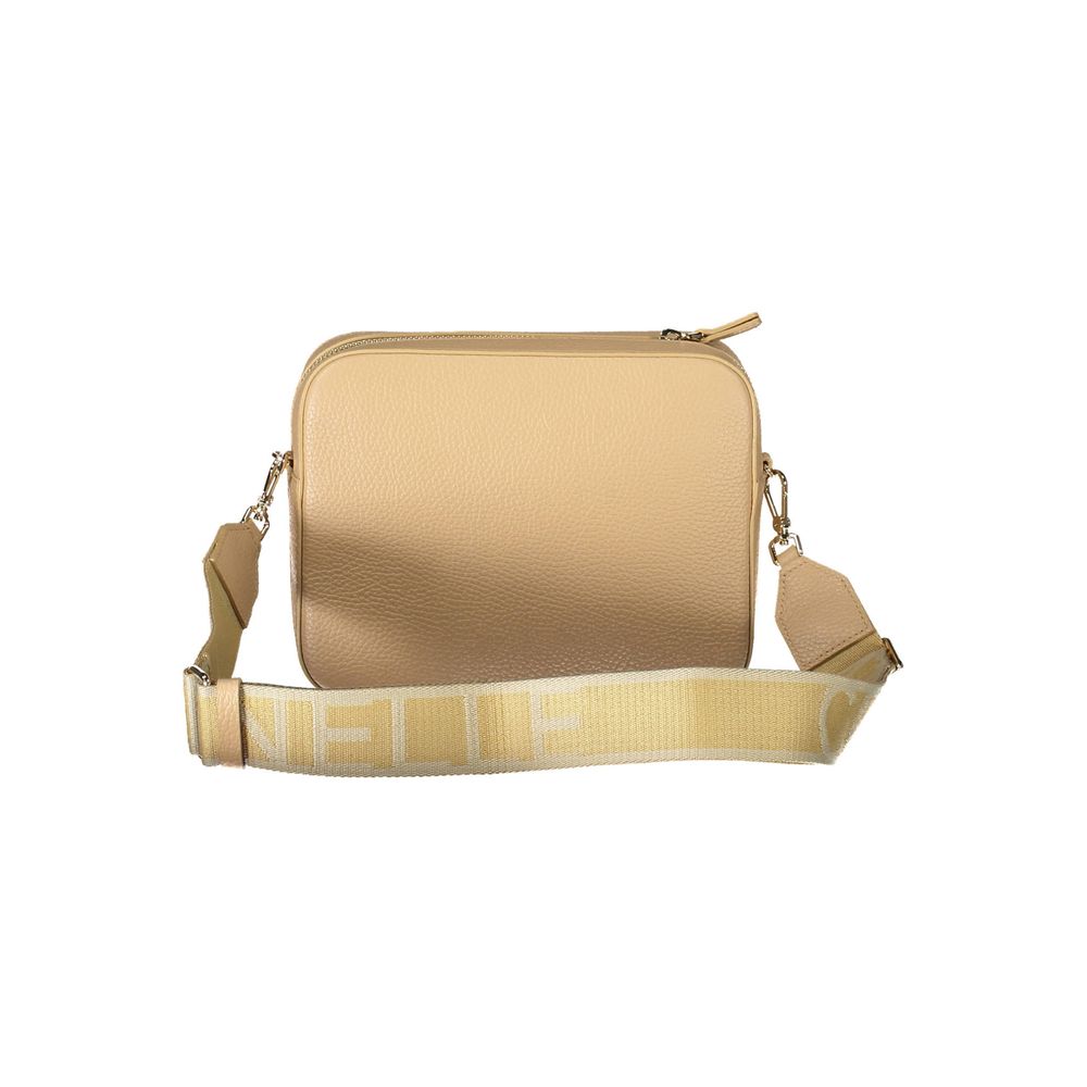 Beige Lederhandtasche