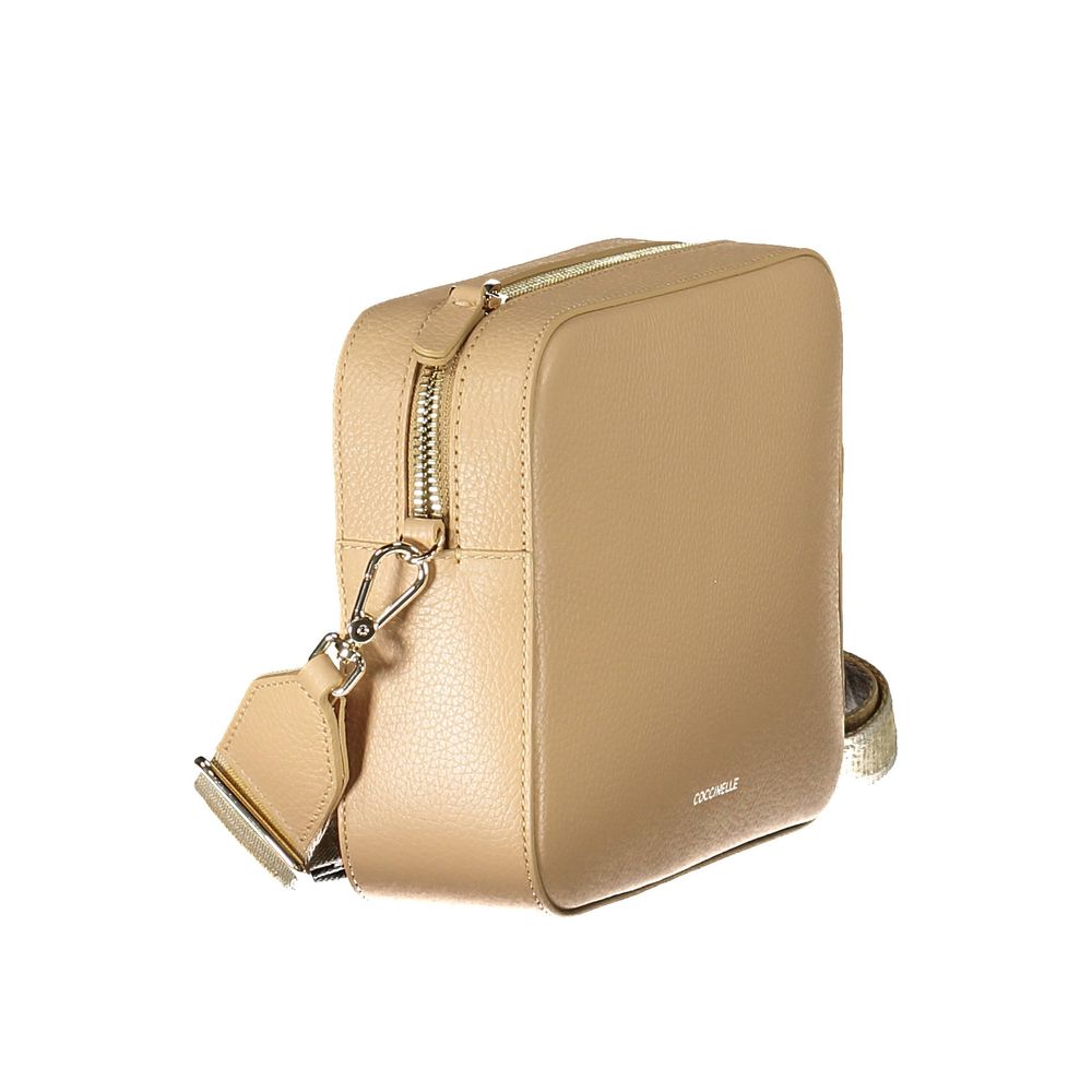 Beige Lederhandtasche