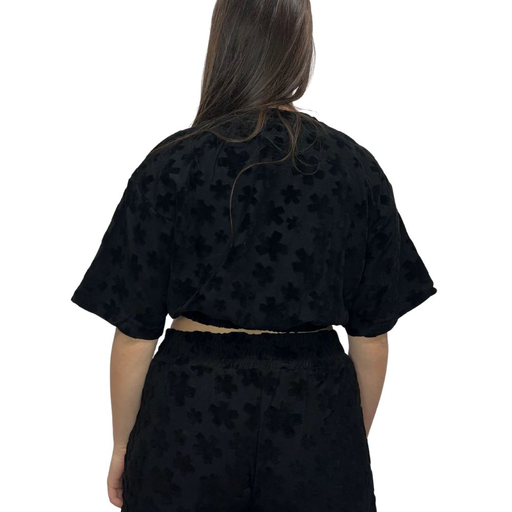 Schwarzer Baumwollpullover