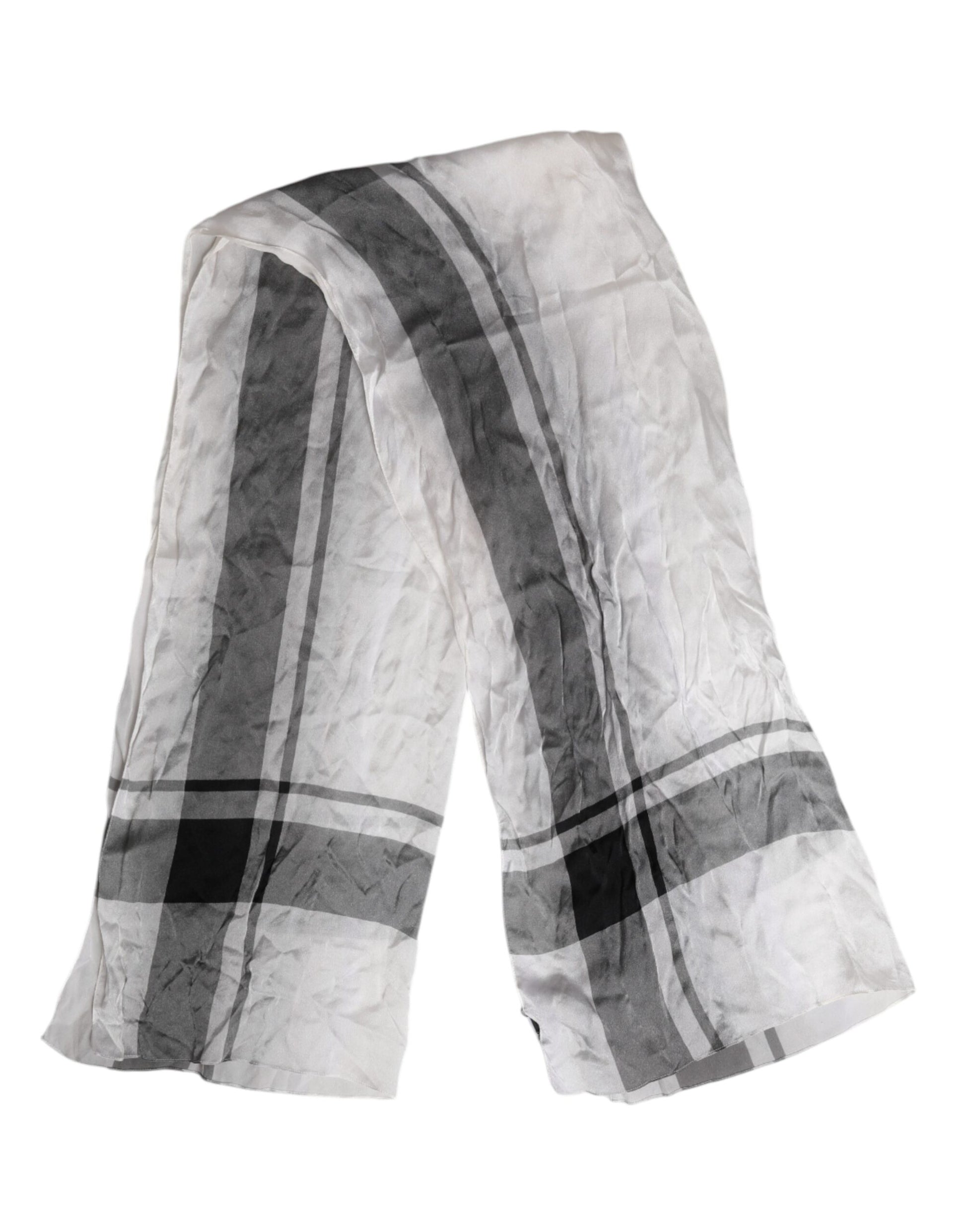 Weiß-schwarzer Seidenwärmer-Wickel-Foulard-Schal