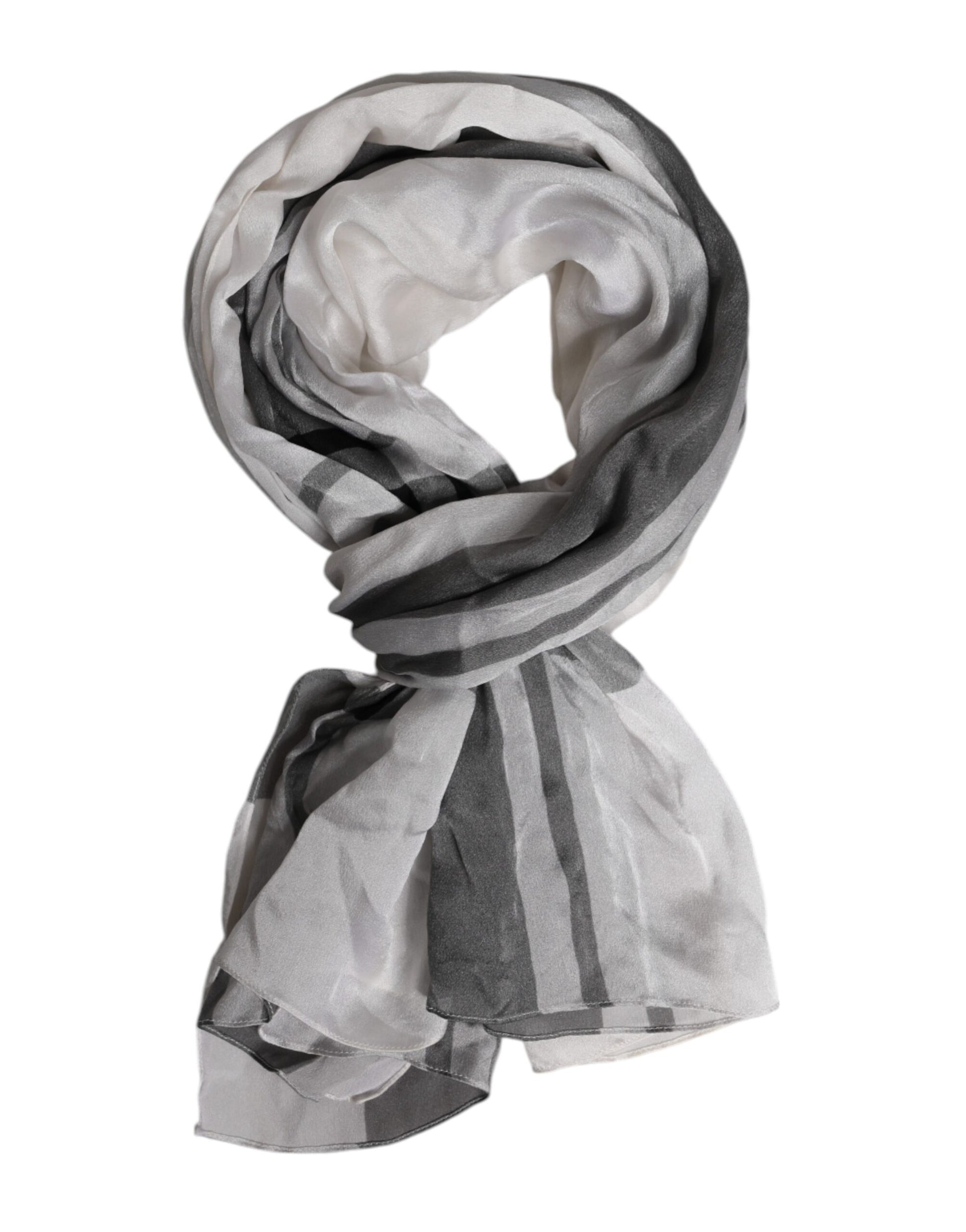 Weiß-schwarzer Seidenwärmer-Wickel-Foulard-Schal