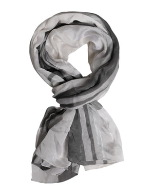 Weiß-schwarzer Seidenwärmer-Wickel-Foulard-Schal