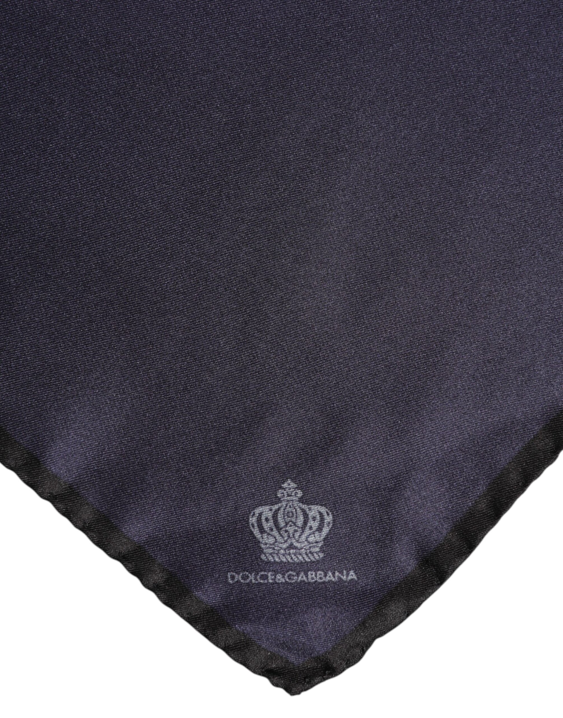Blauer quadratischer Foulard aus Seide von DG Crown für Herren