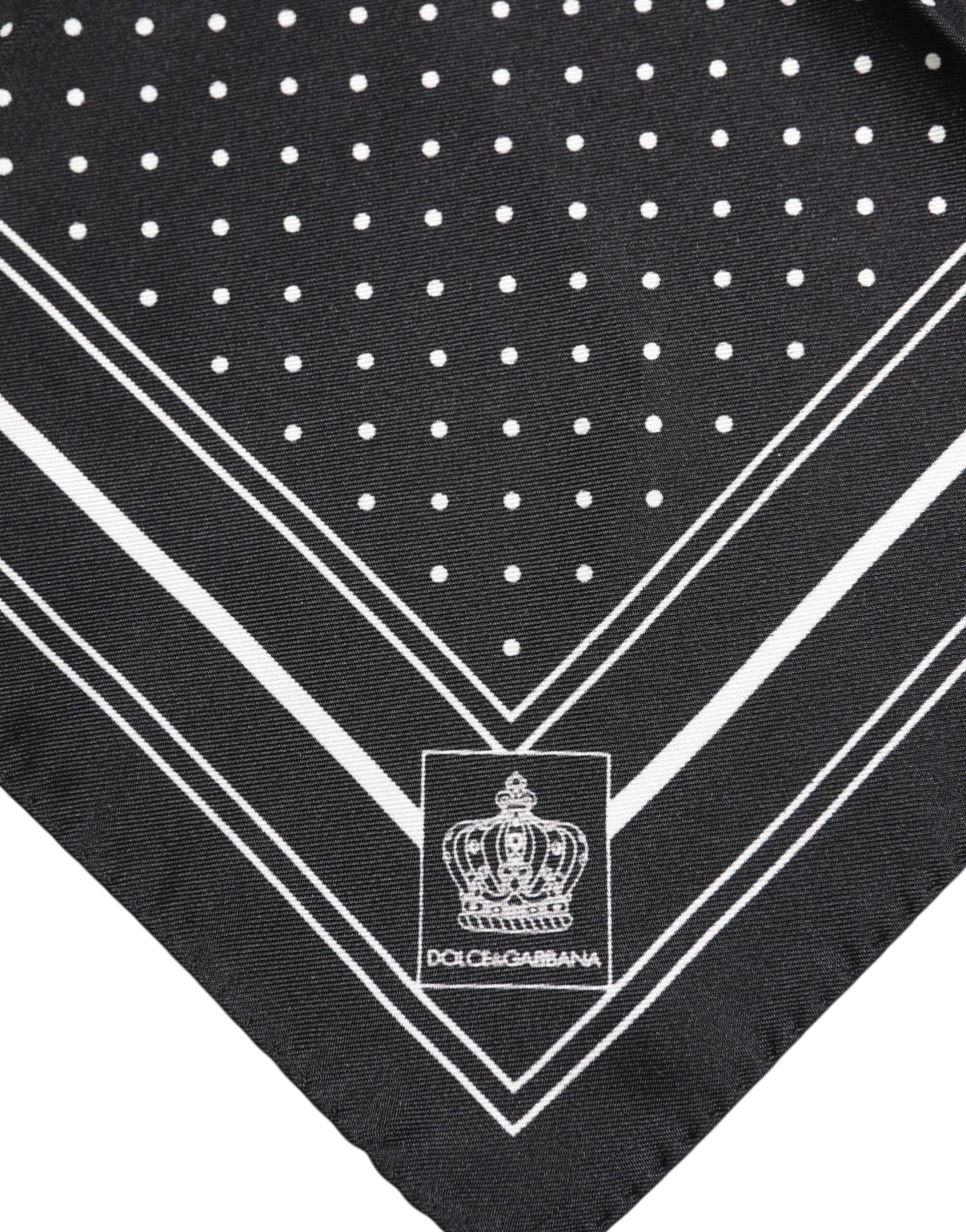 Dolce & Gabbana Black White Polka Dot Men Foulard Scarf