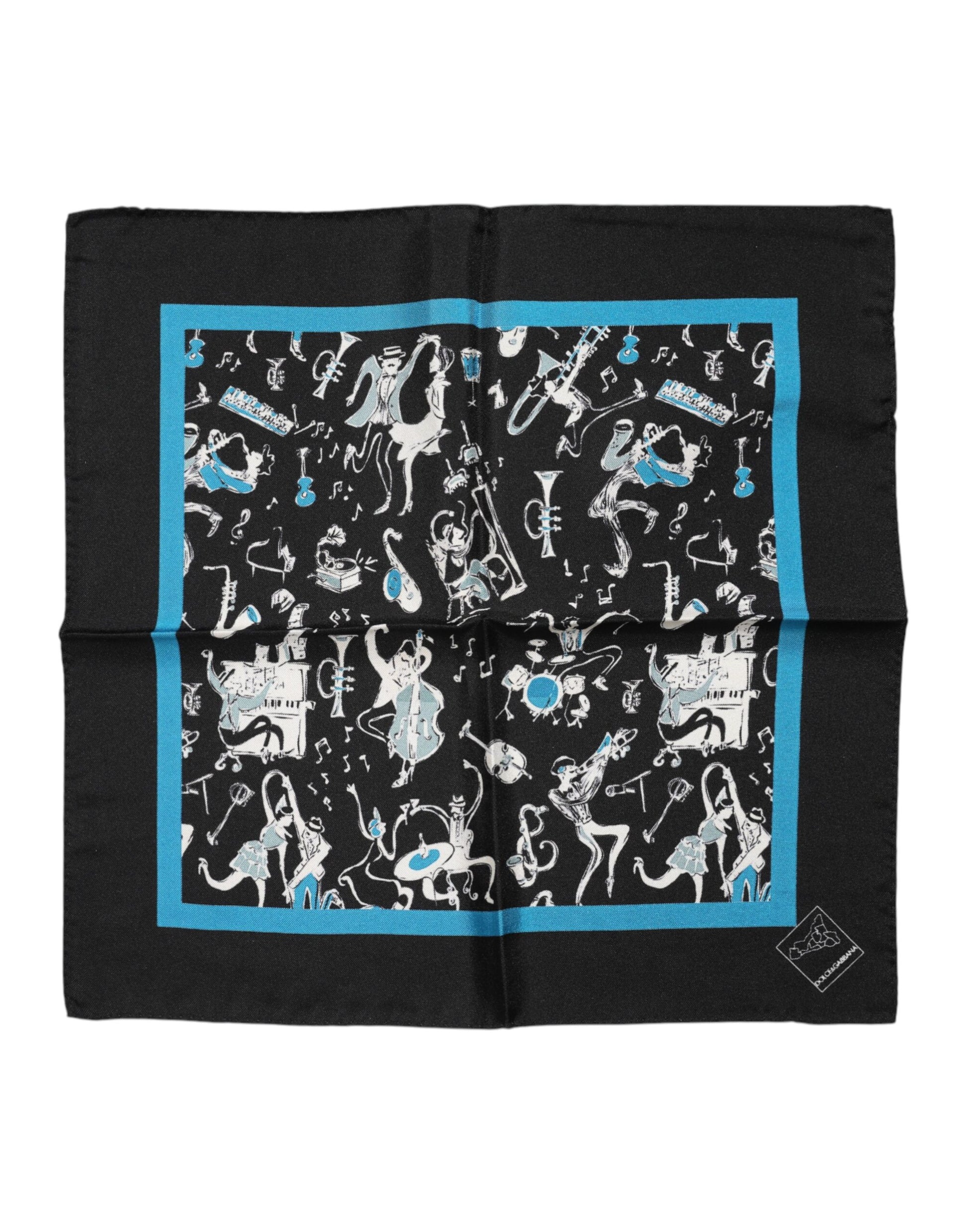 Dolce & Gabbana Black Jazz Club Silk Square Men Foulard Scarf