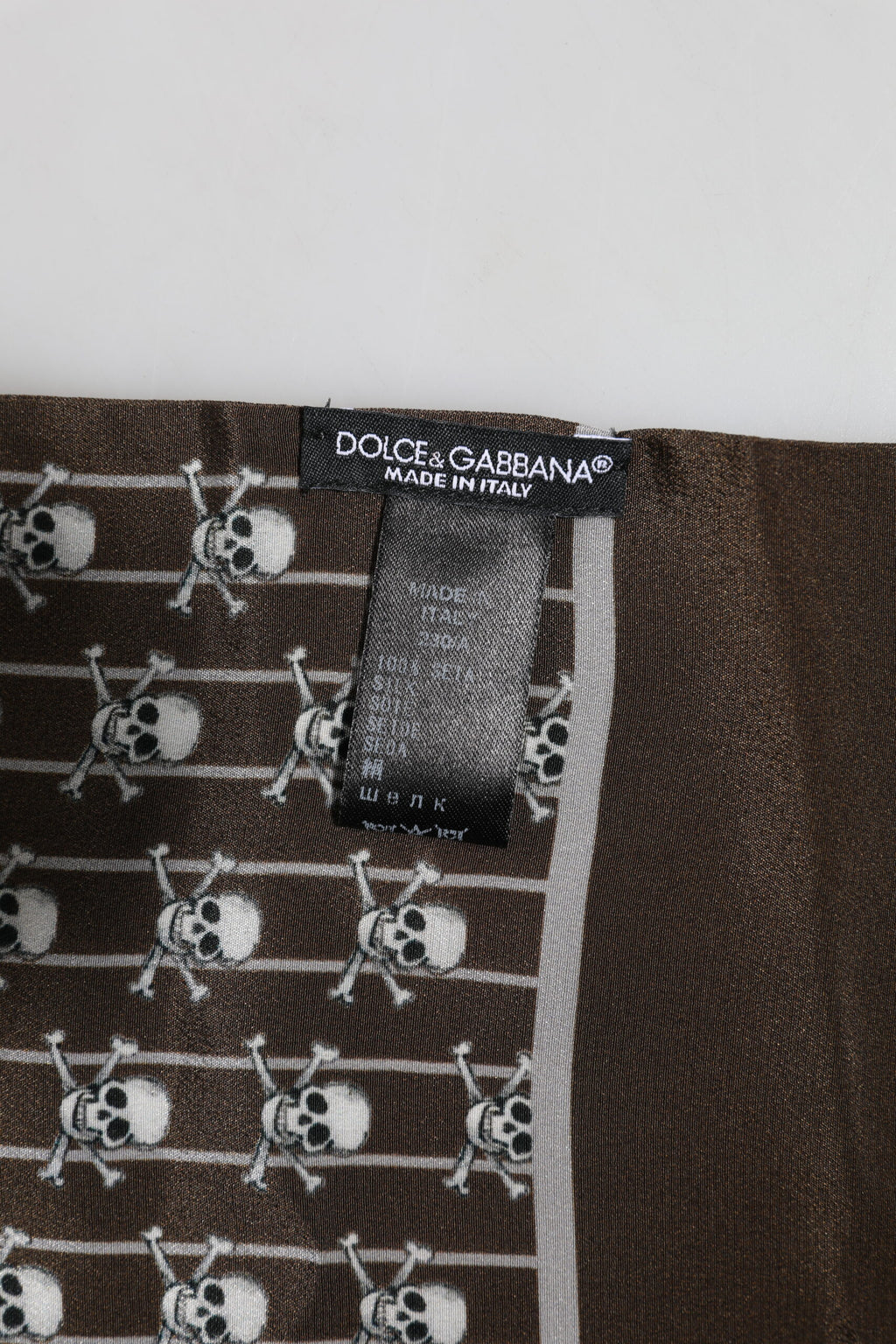 Brown Skulls Print Fringes Foulard Scarf