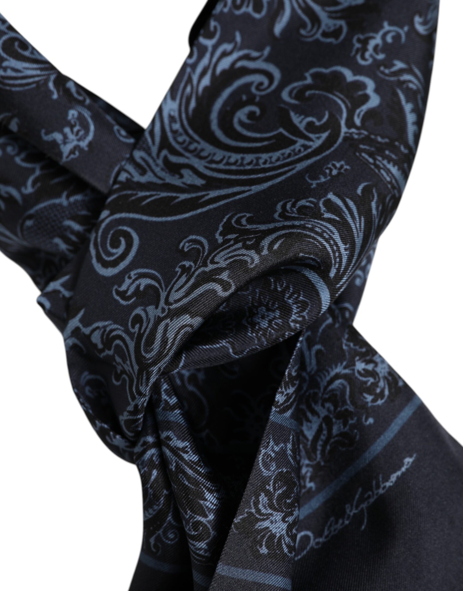 Blau bedruckter Seidenfransen-Foulard für Herren