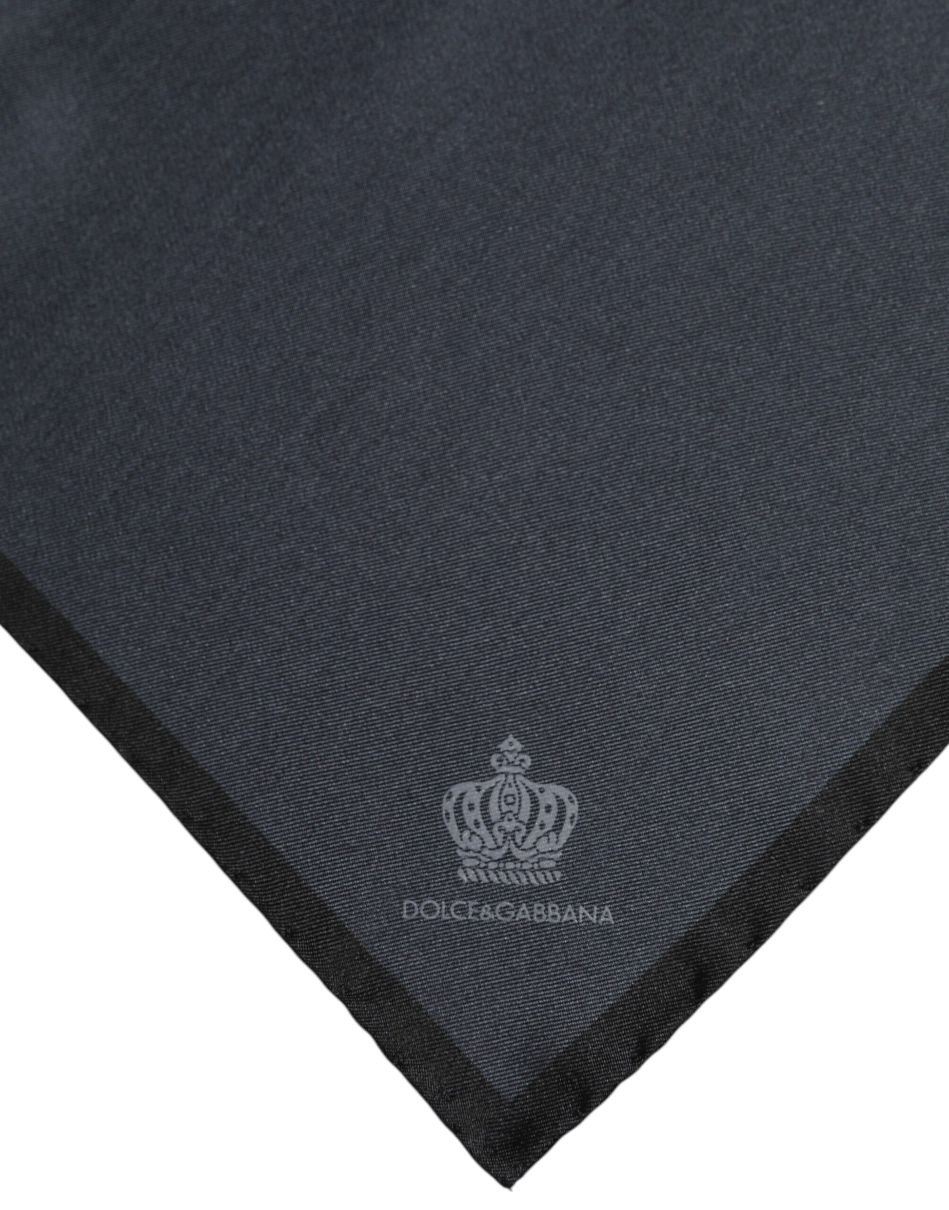 Dolce & Gabbana Dark Gray DG Crown Silk Square Foulard Scarf