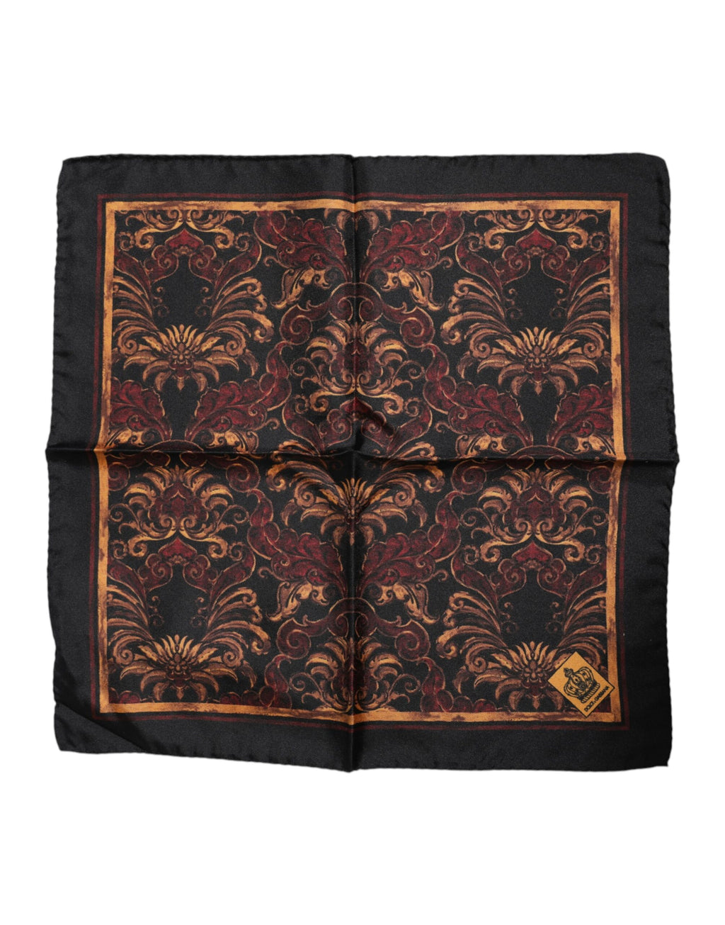 Schwarzer quadratischer Foulard aus Seide mit Blumenmuster für Herren