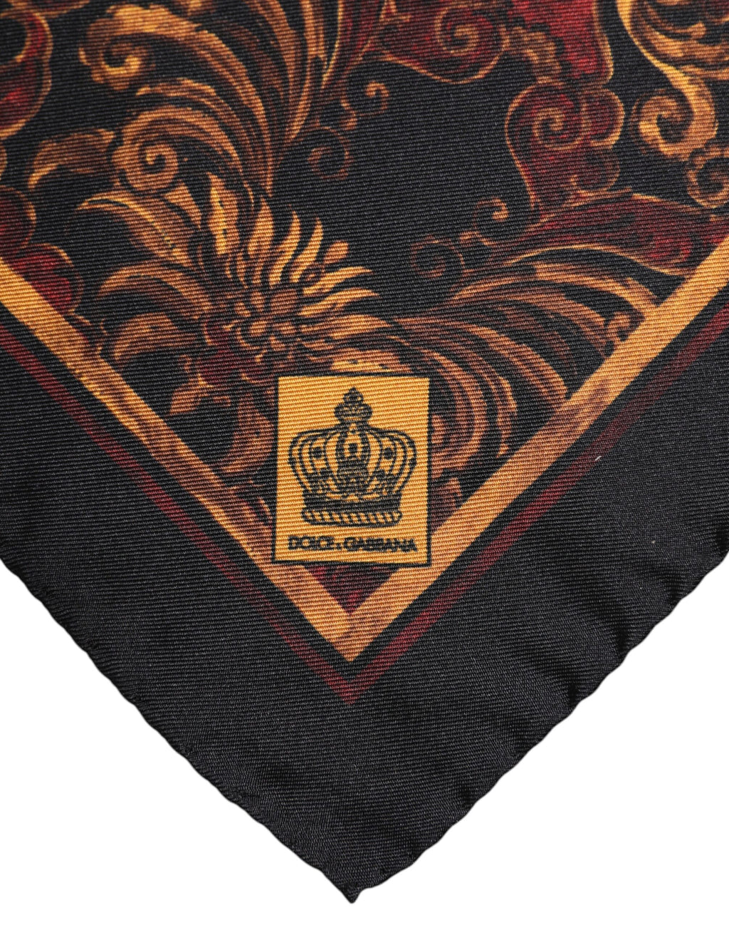 Schwarzer quadratischer Foulard aus Seide mit Blumenmuster für Herren