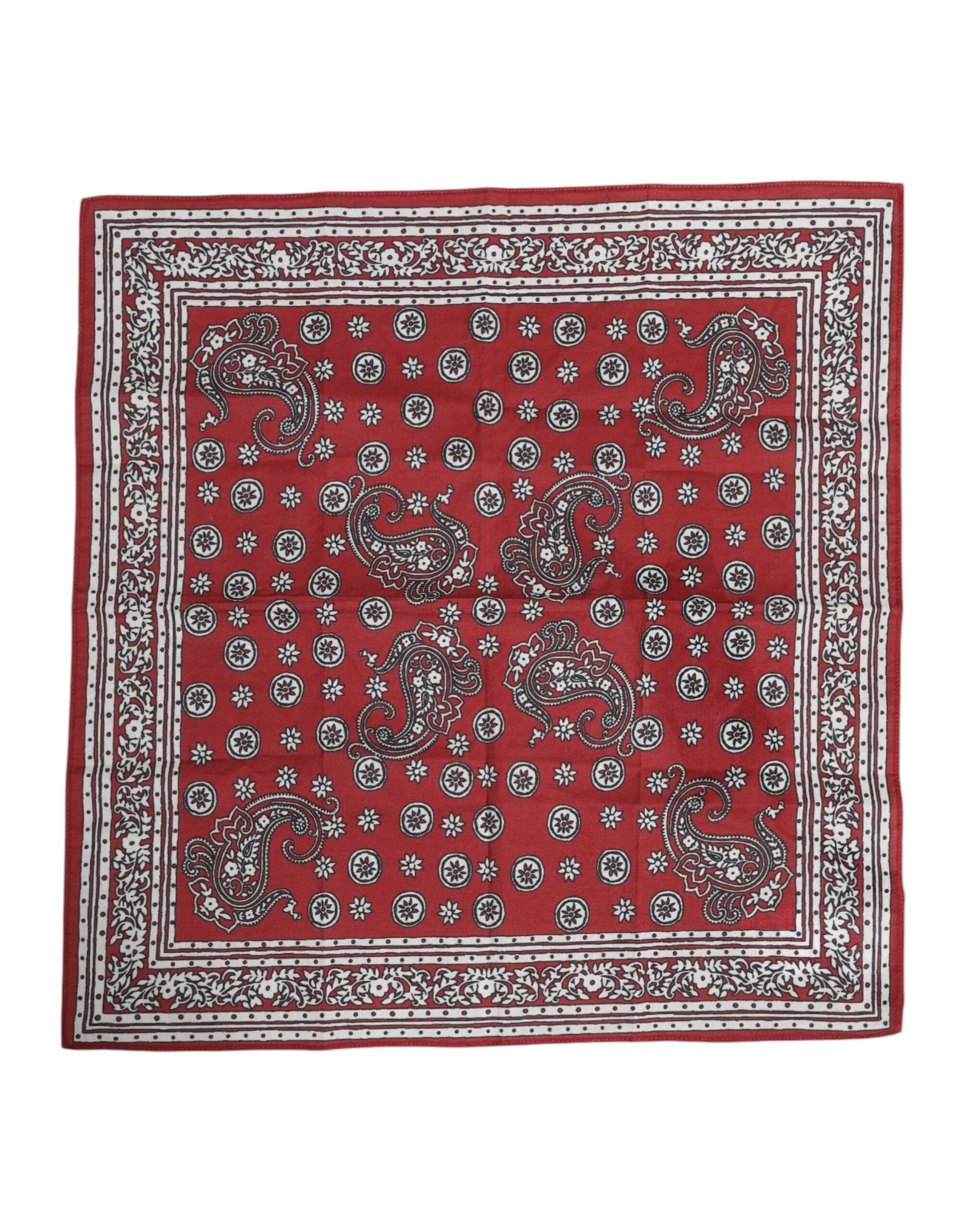 Roter quadratischer Foulard aus Baumwolle mit Blumenmuster