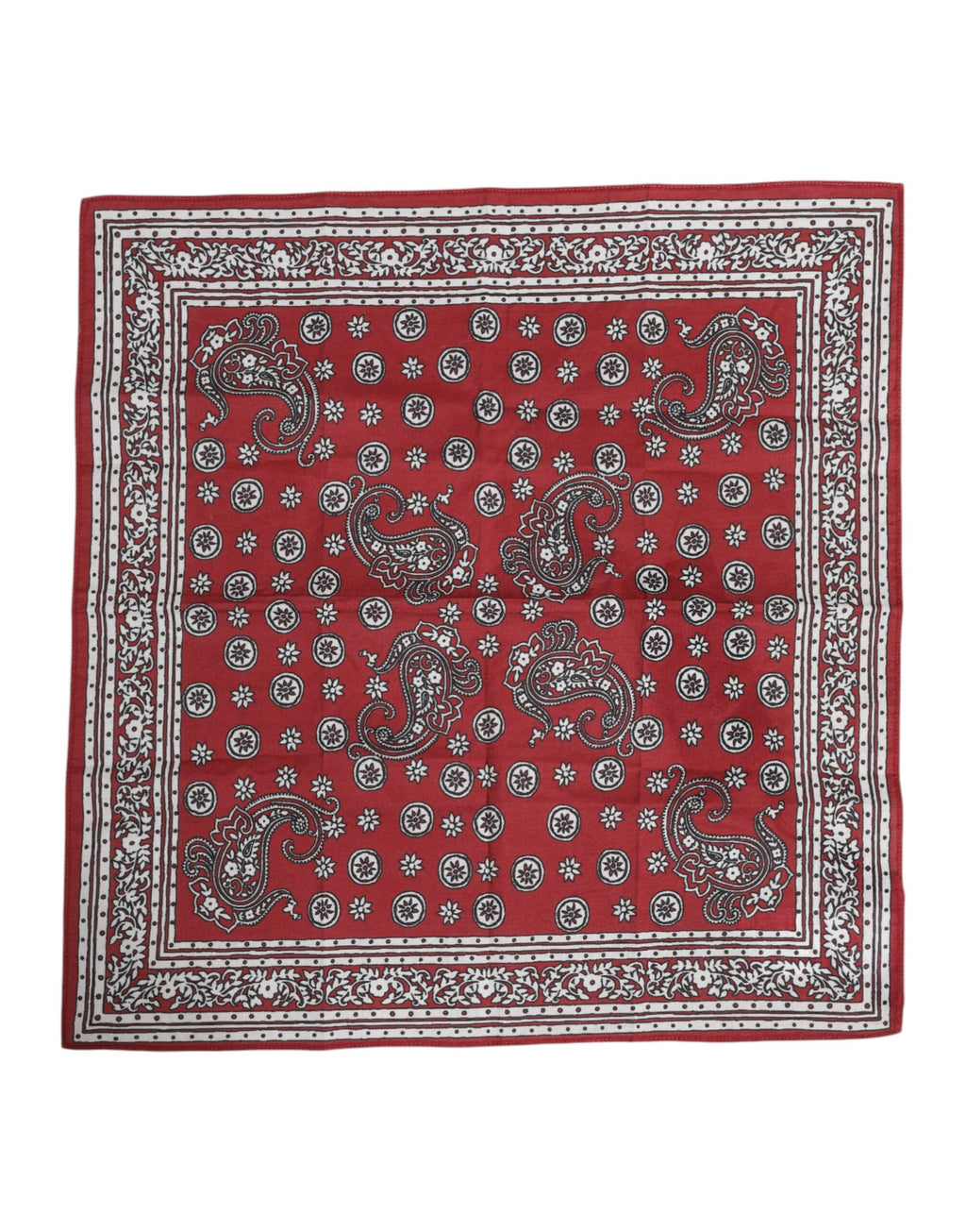 Roter quadratischer Foulard aus Baumwolle mit Blumenmuster