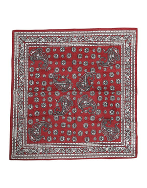 Dolce & Gabbana Red Floral Cotton Square Foulard Scarf
