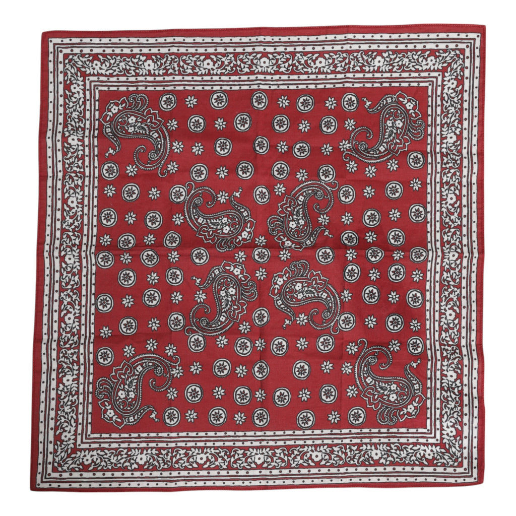 Roter quadratischer Foulard aus Baumwolle mit Blumenmuster