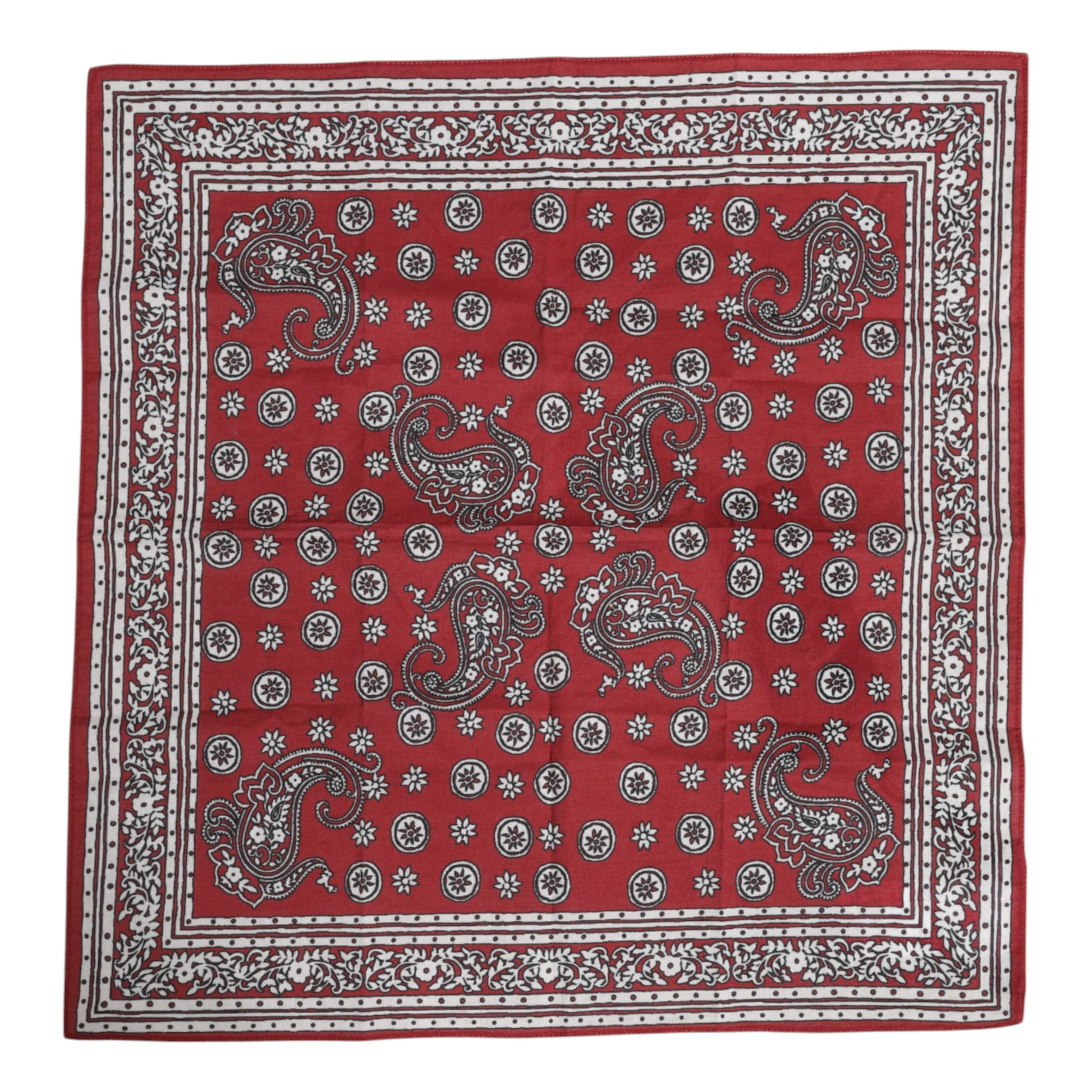 Roter quadratischer Foulard aus Baumwolle mit Blumenmuster