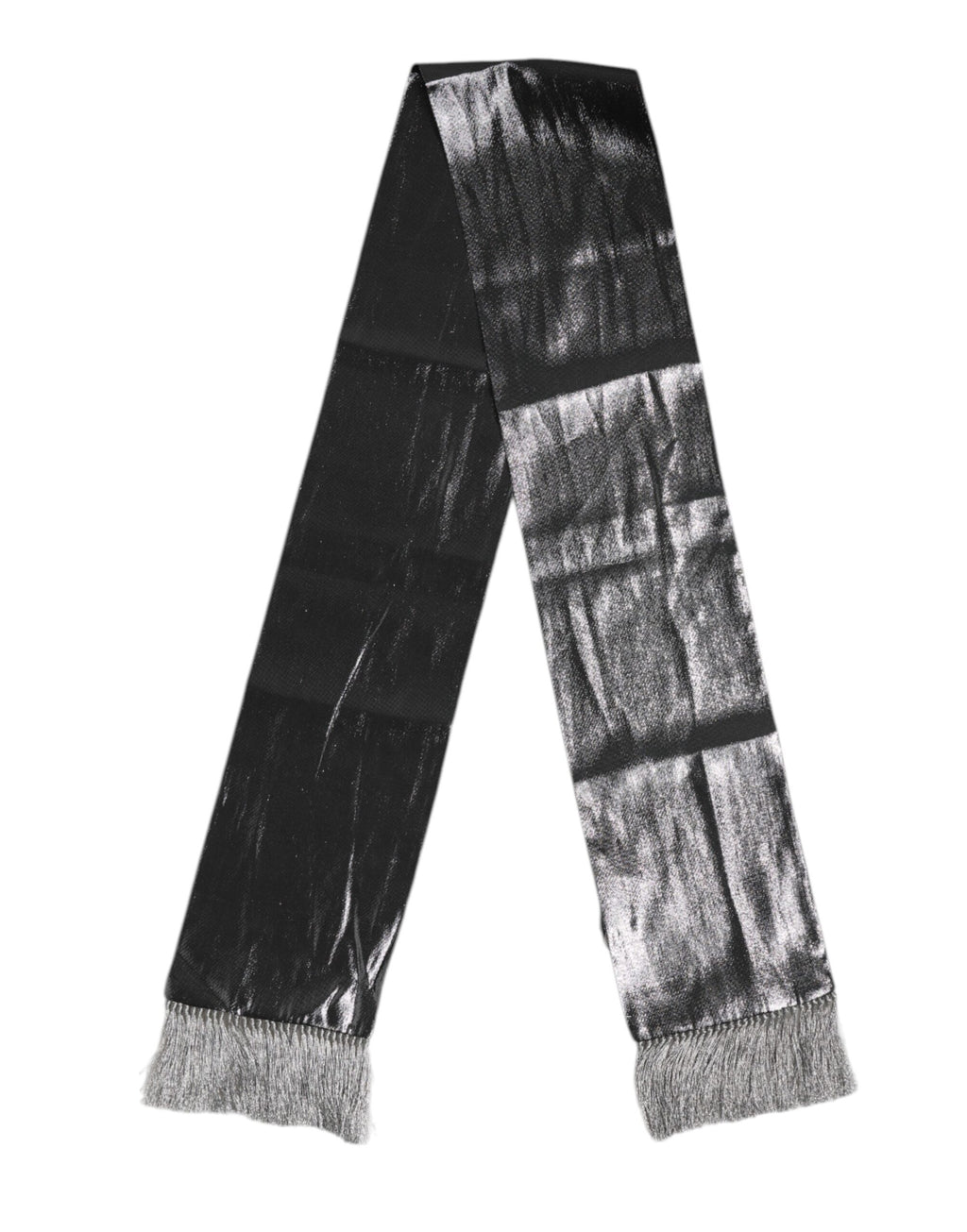 Foulard-Schal mit Seidenfransen in Metallic-Grau