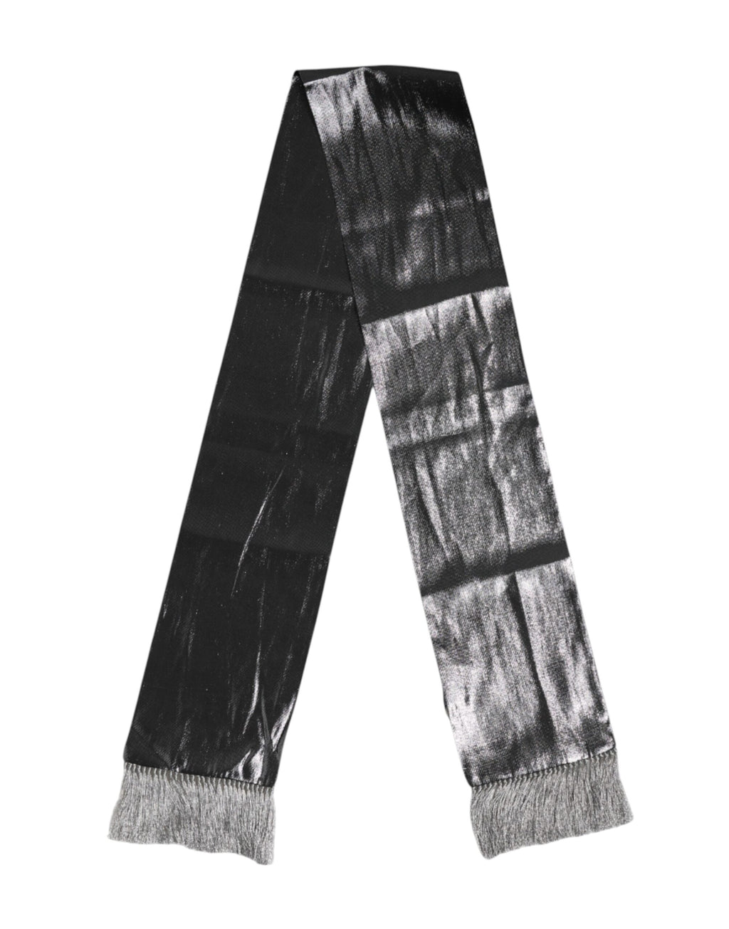 Foulard-Schal mit Seidenfransen in Metallic-Grau